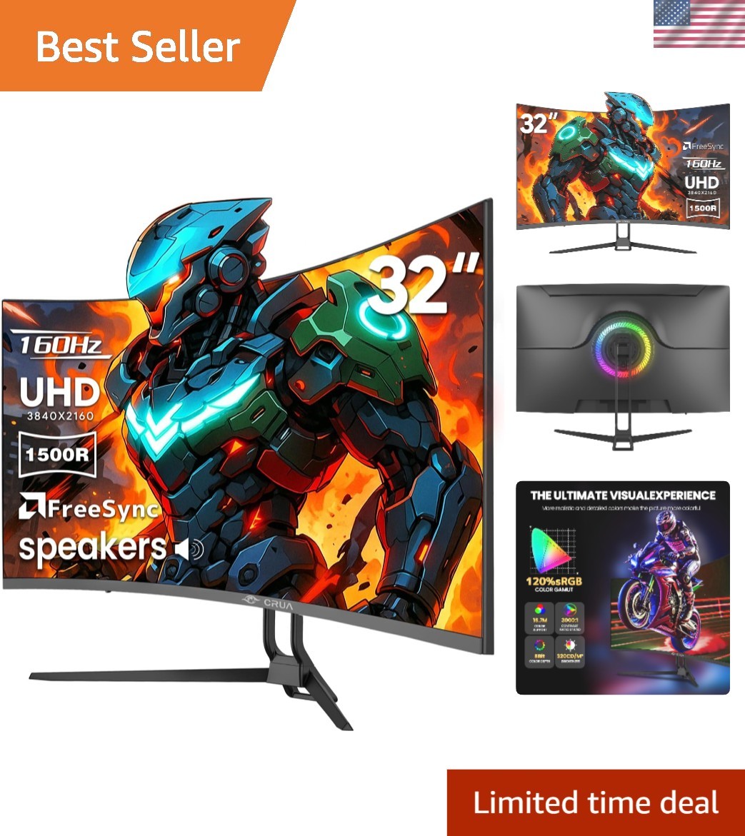Immersive 32" Curved Gaming Monitor, 4K UHD, AMD FreeSync & Built-in Audio