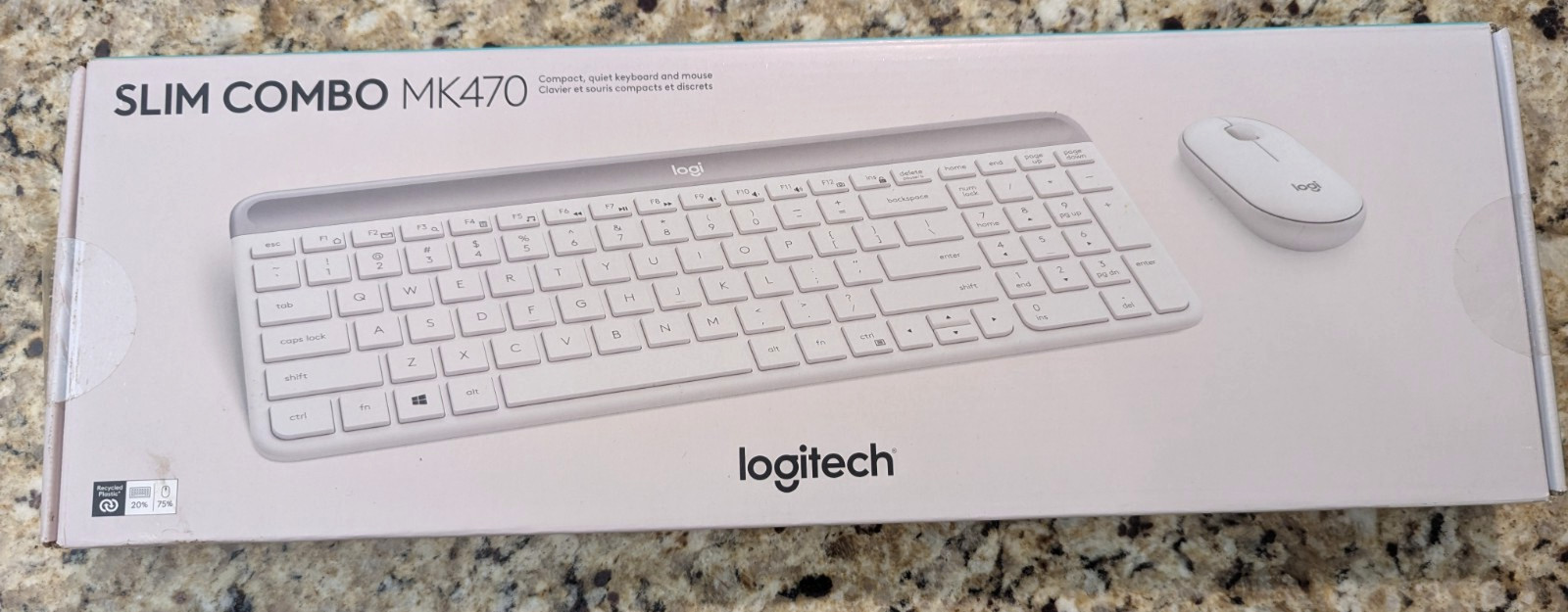 Logitech MK470 Slim Combo Wireless Keyboard and Mouse Quiet Keys Off White