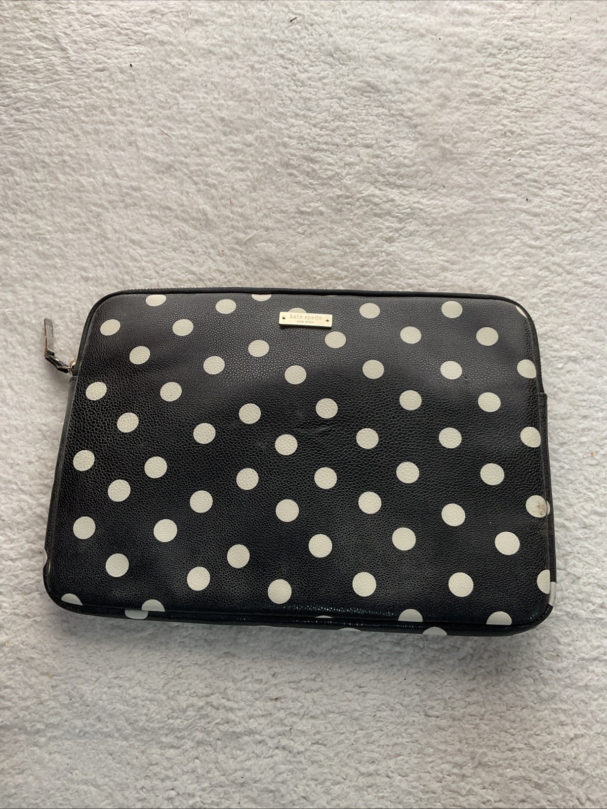 Kate Spade Laptop Sleeve Square Black White Stripe Tech Padded For 13" Device
