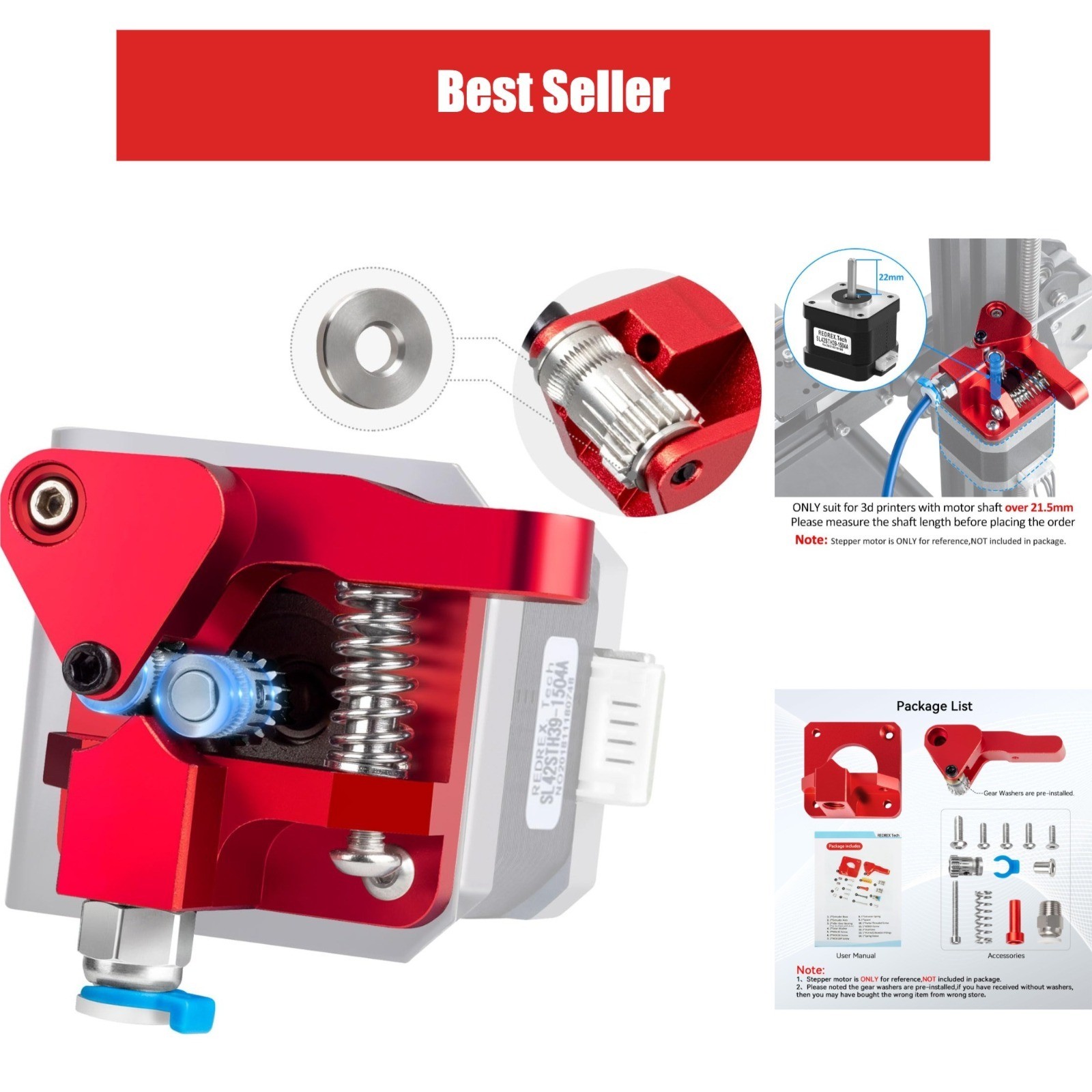 Dual Gear Extruder for Creality Ender 3 V2 Pro Neo CR10 3D Printer Upgrade