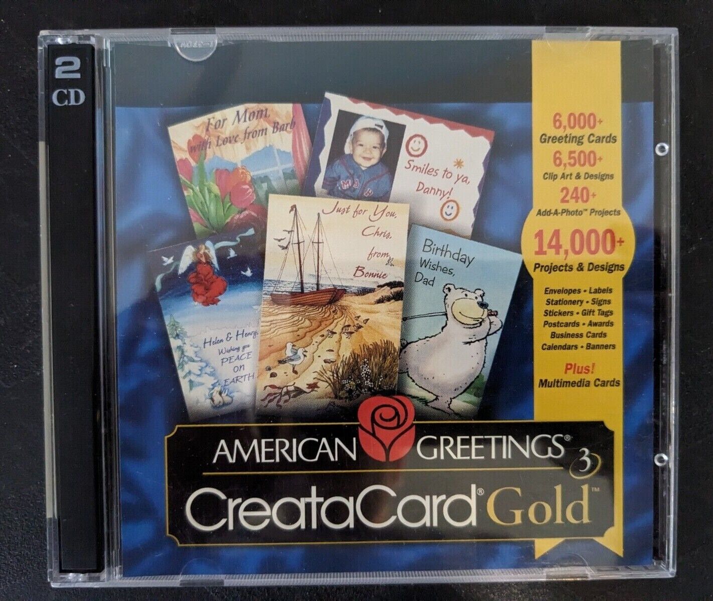 American Greetings CreataCard Gold 3 PC CD-ROM Windows 95/98 2-Discs