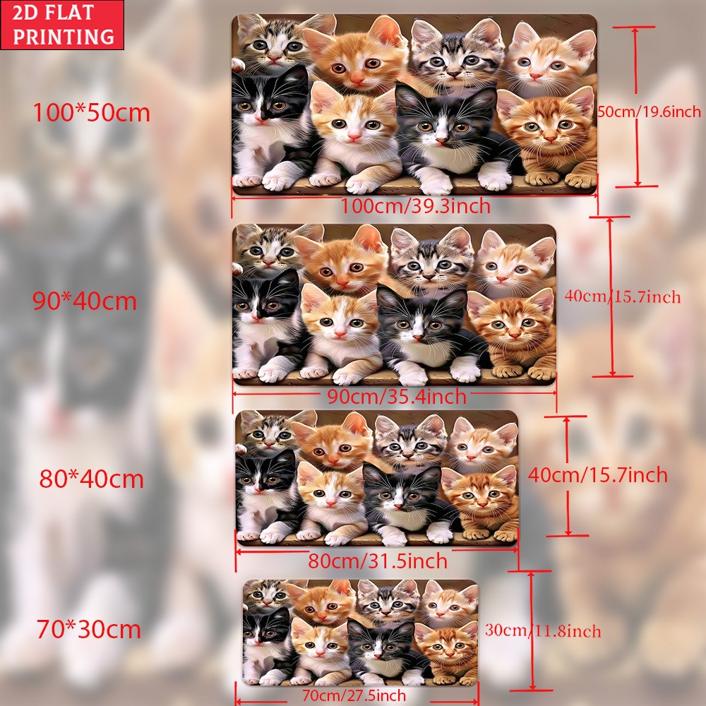 1pc of a 2D Flat Design Pad Featuring a Group of Kittens, Suitable for Desks,