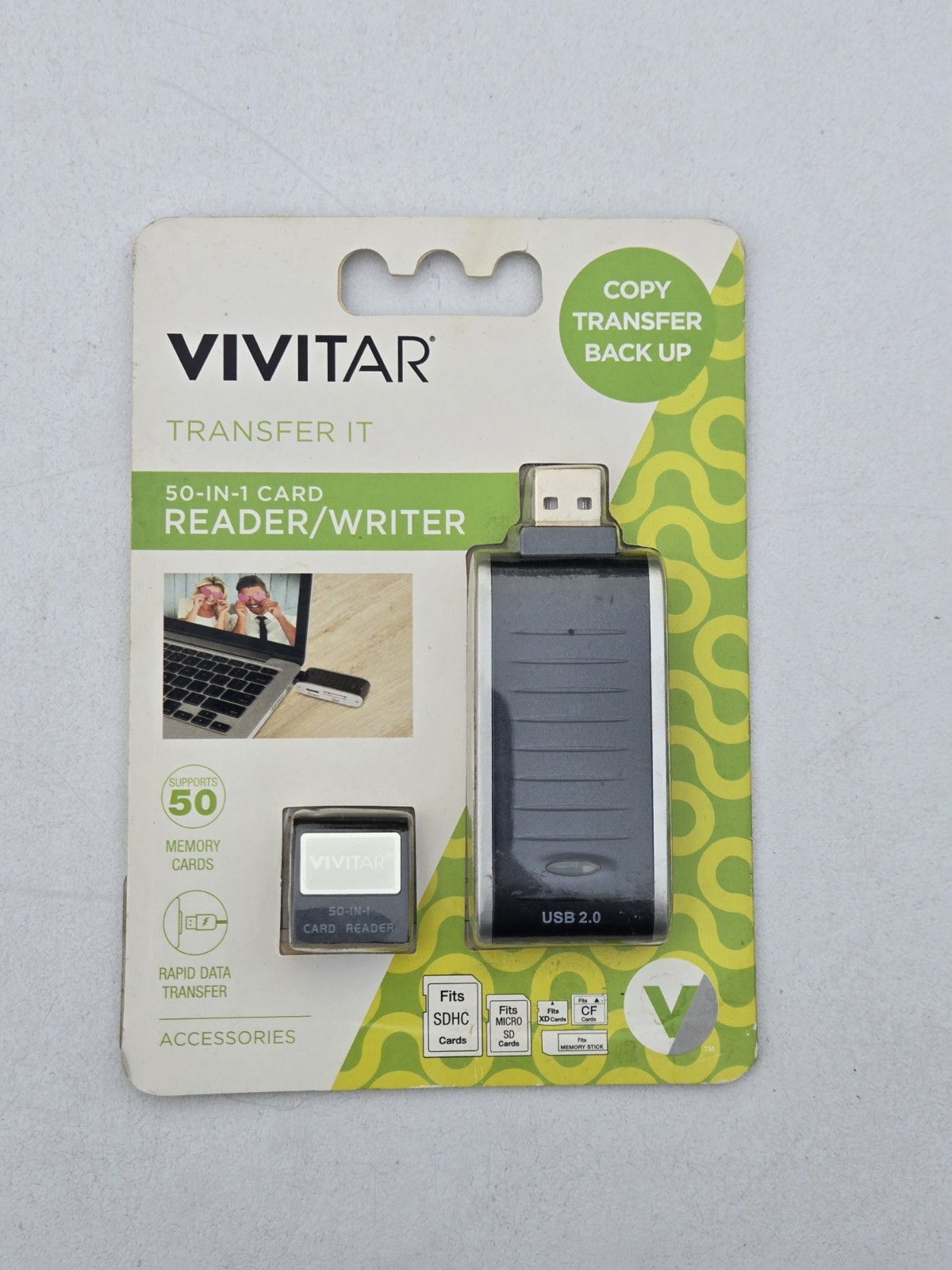 Vivitar 50-in-1 Card Reader/Writer USB 2.0 SD SDHC Micro SD XD CF VIV-RW-50-RITE