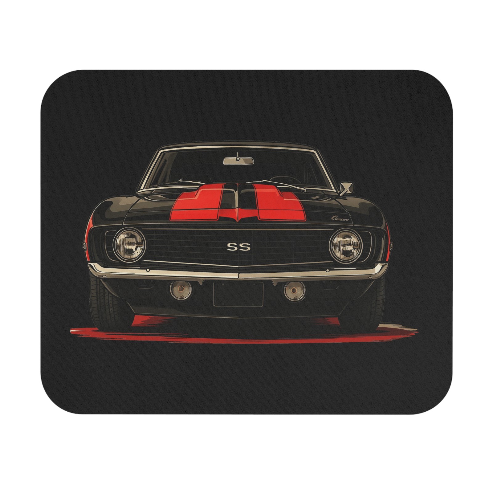 1969 Chevy Camaro SS Mouse Pad Black Red Stripes Classic Muscle Car Desk Mat