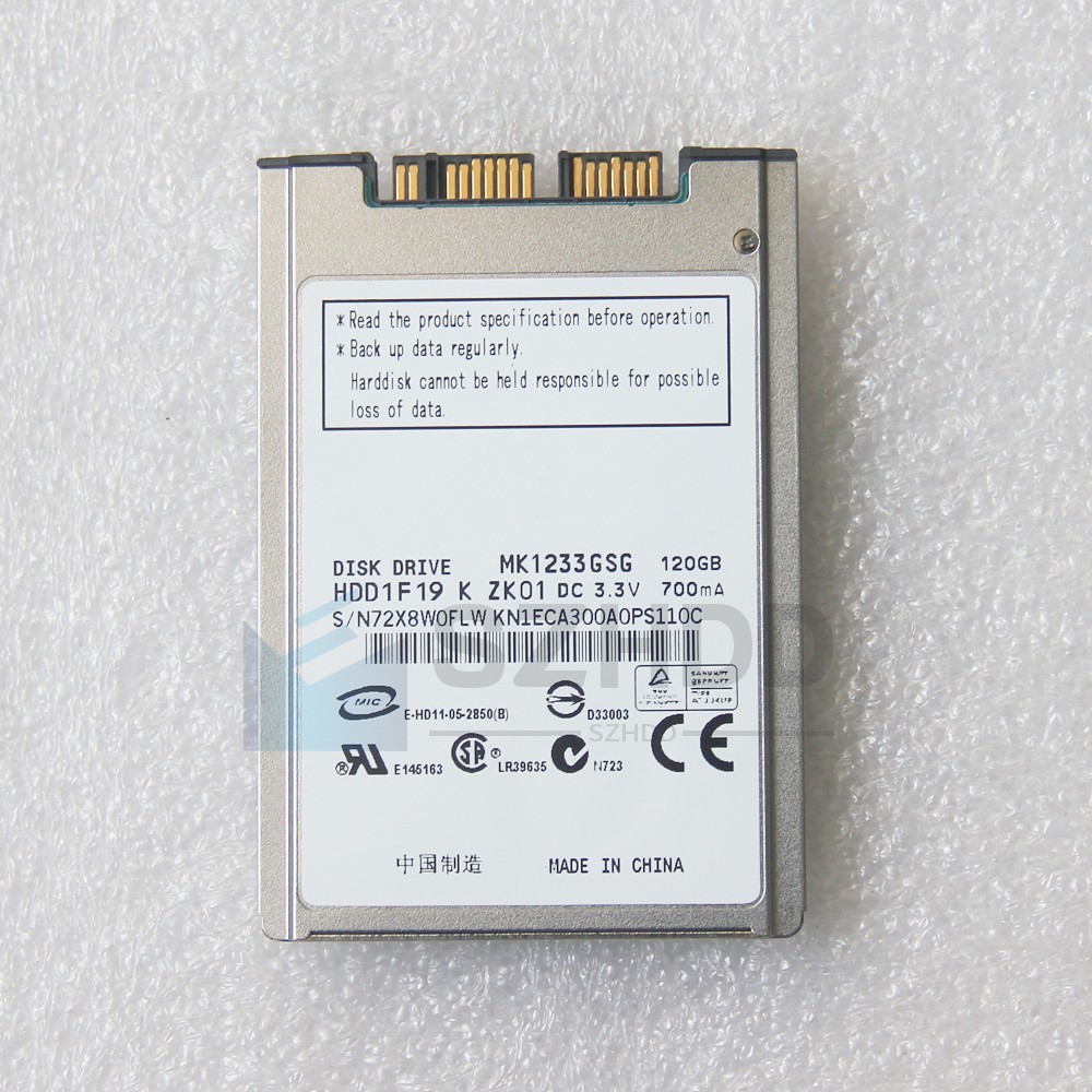 1.8" TOSHIBA 120GB HARD DRIVE MK1233GSG FOR IBM Lenovo PN 45N7990 FRU 45N7991