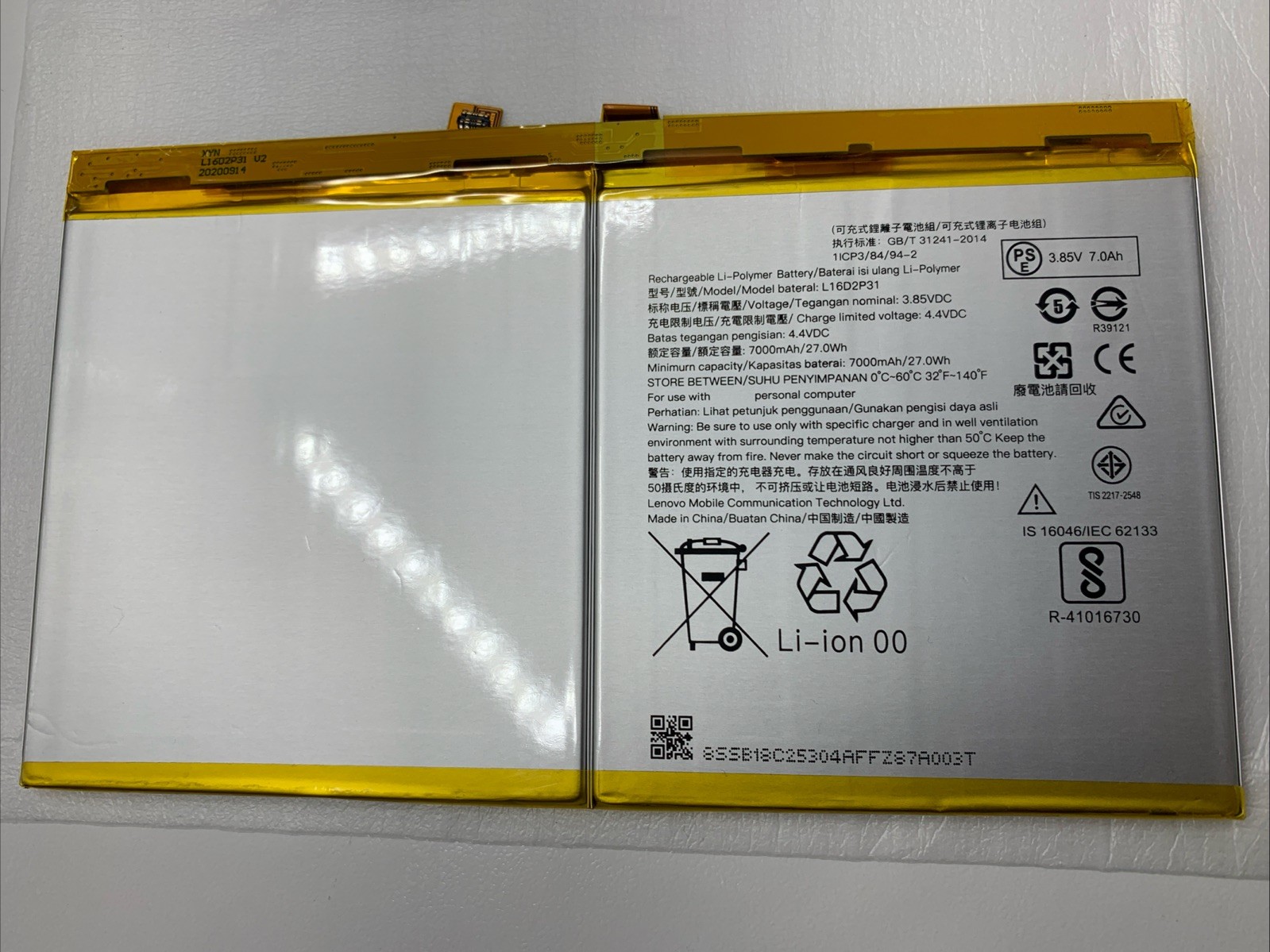 7000mAh L16D2P31 Li-Polymer Battery for Lenovo Tab 4 10/10 REL/10 Plus TB-X304L