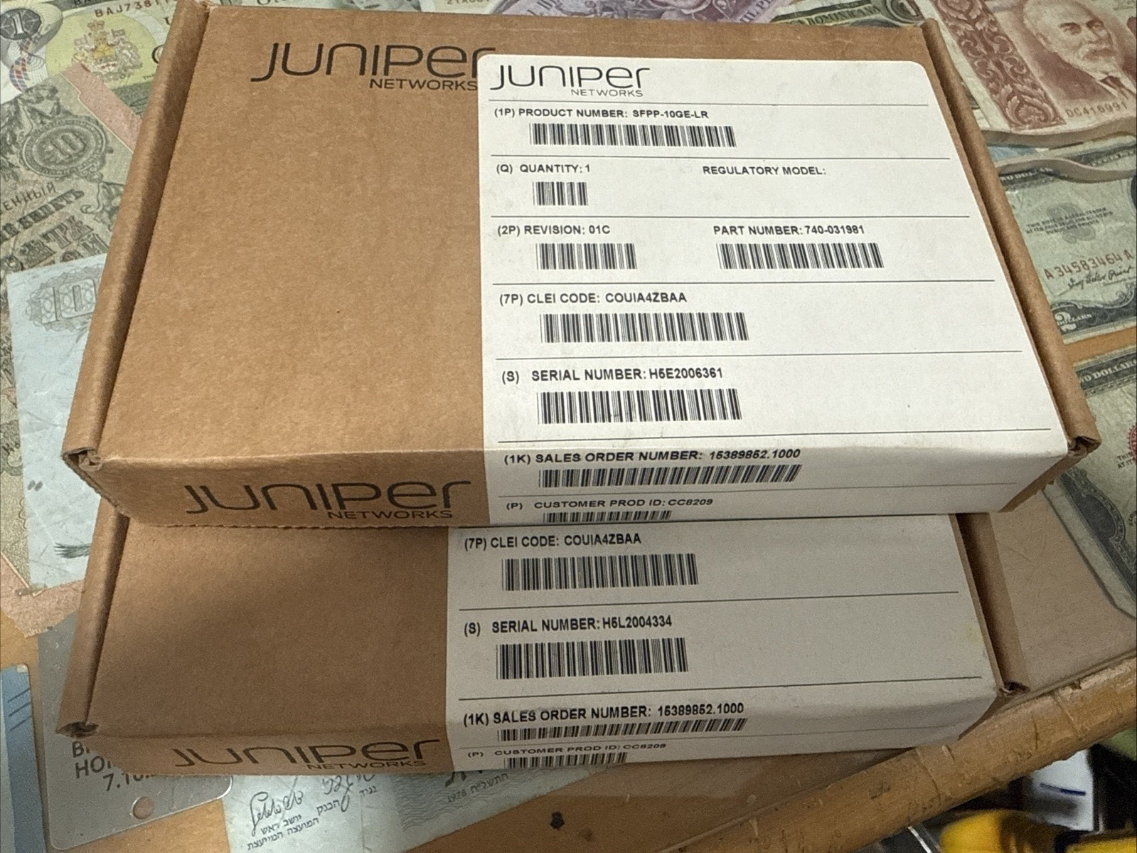 2X Juniper 740-031981 SFP-10GE-LR SFP+LR 10km SMF 10GE LR 10km SMF transceivers
