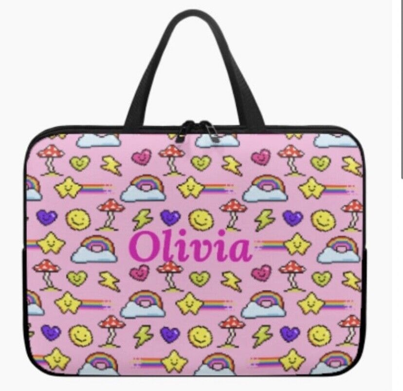 Personalized Laptop Sleeve with Custom Name Laptop Bag Travel Cover Pixelated