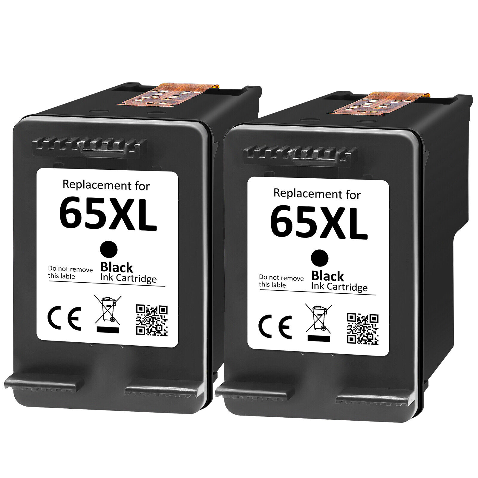 2 Pack Black Ink Cartridges for HP 65XL 65 XL ENVY 5052 5070 Deskjet 2622 2680