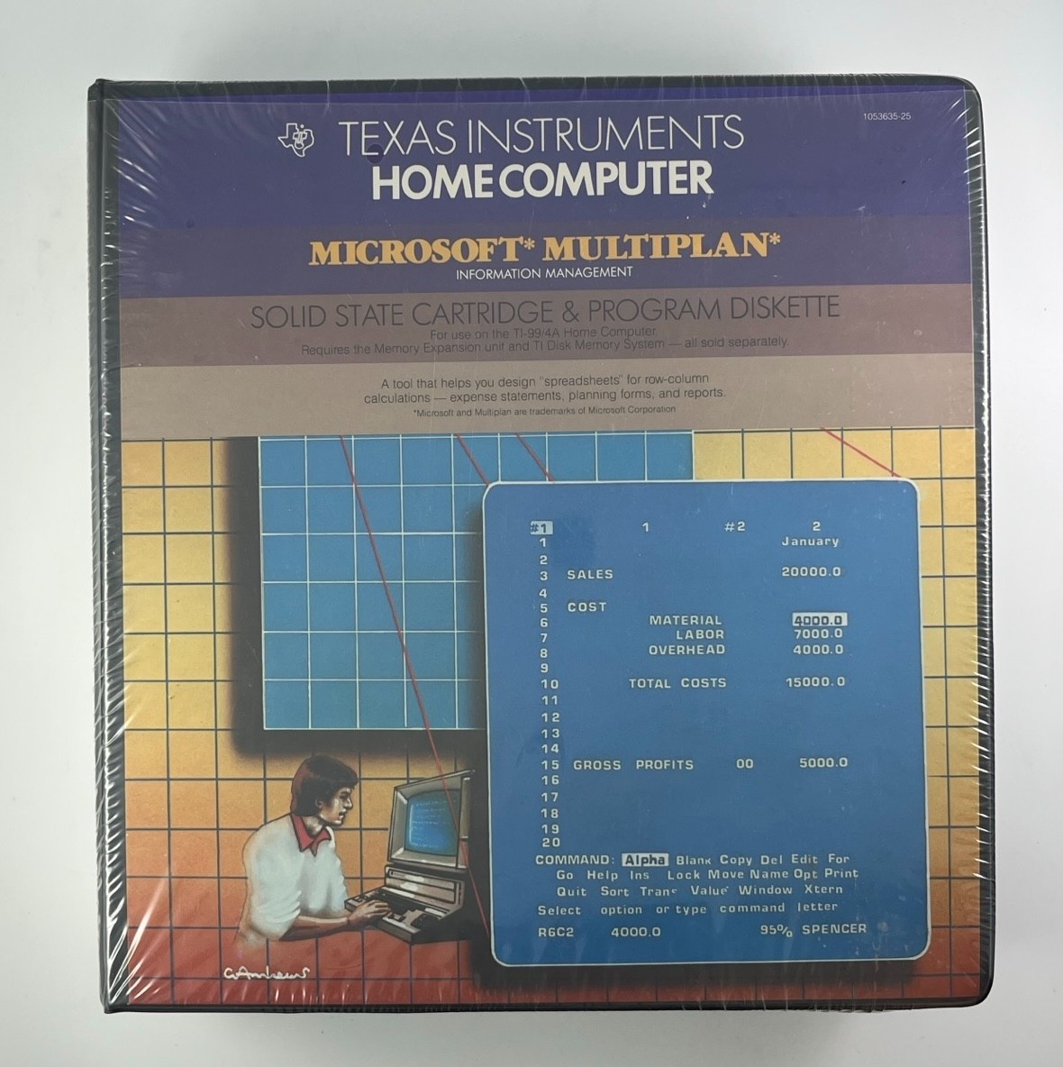 TI-99/4A TI99/4 TI Microsoft MULTIPLAN Spreadsheet Cart Binder Sealed Complete