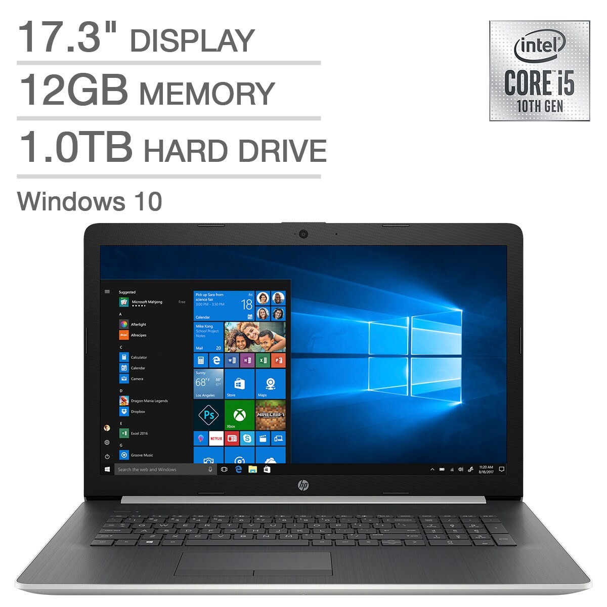 HP LAPTOP 17.3" FHD i5-1035G1 12GB 1TB HDD SILVER 17-by3053cl - Scratch & Dent