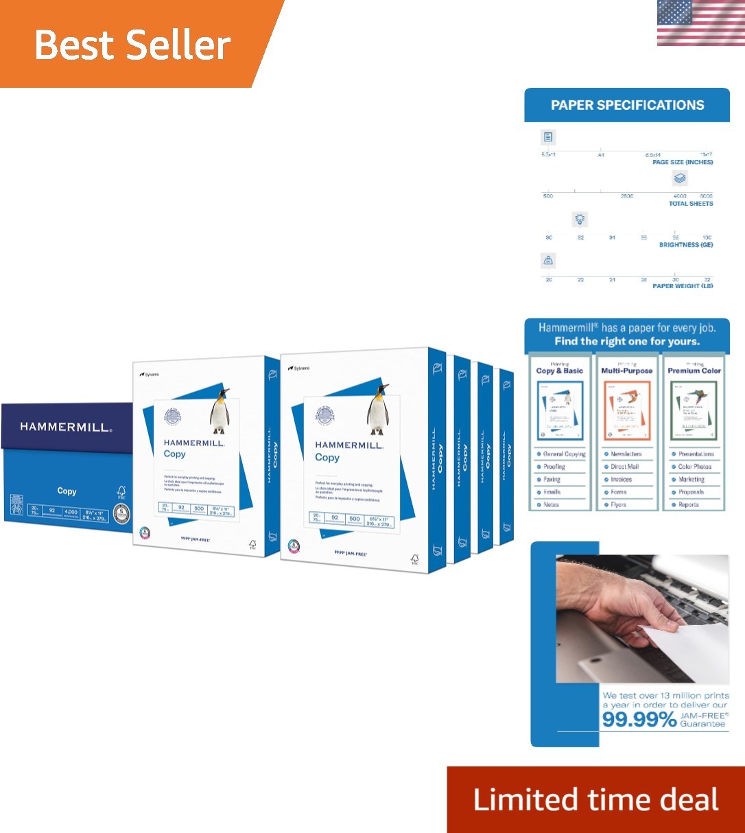 Best-Selling 20 lb Copy Paper, 8.5 x 11, 4000 Sheets, Vibrant Colors Guaranteed