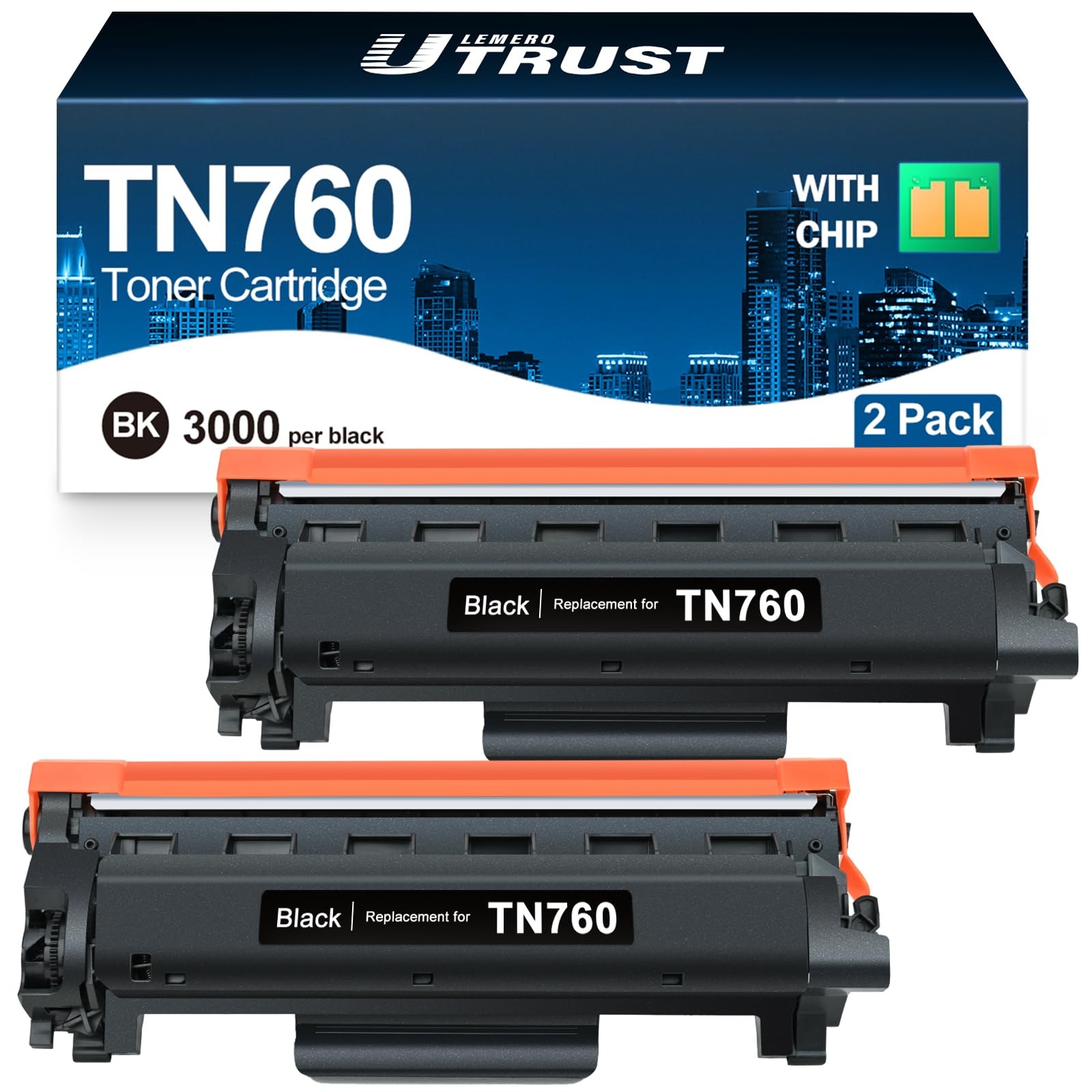 LEMERO UTRUST Compatible TN760 Toner for Brother HL-L2350DW 2-Pack