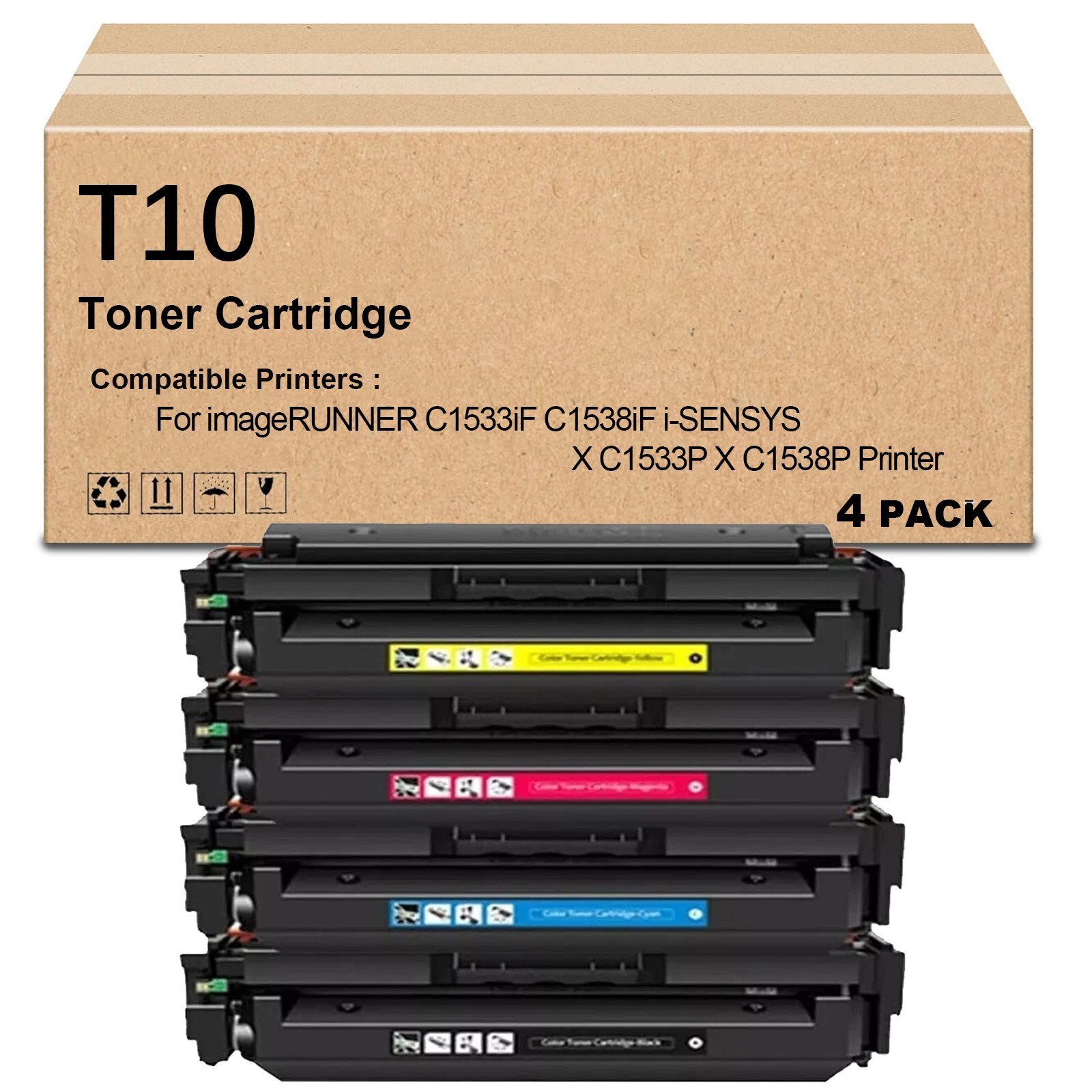 4 Pack T10 Toner Cartridge Compatible for imageRUNNER C1533iF C1538iF i-SENSYS