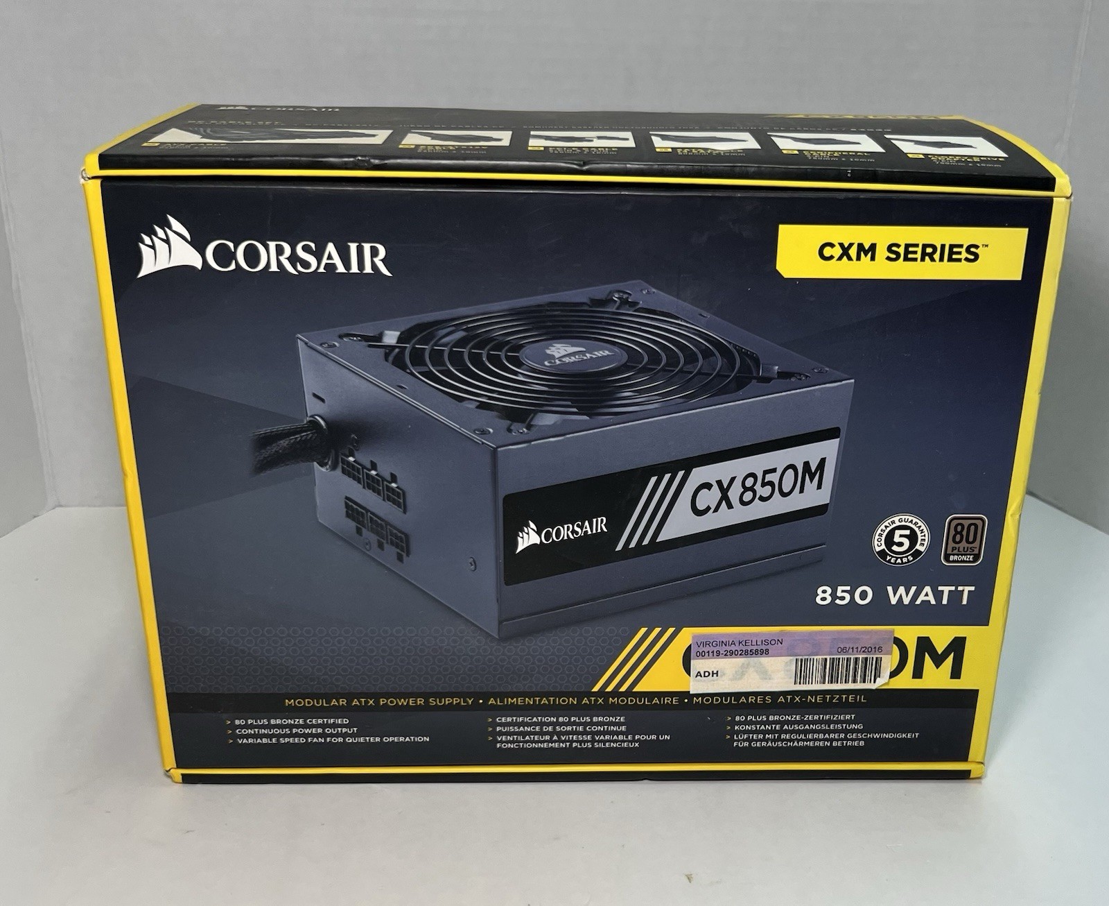 Corsair CX850M 850W Semi Modular ATX Power Supply Tested w/ Box••