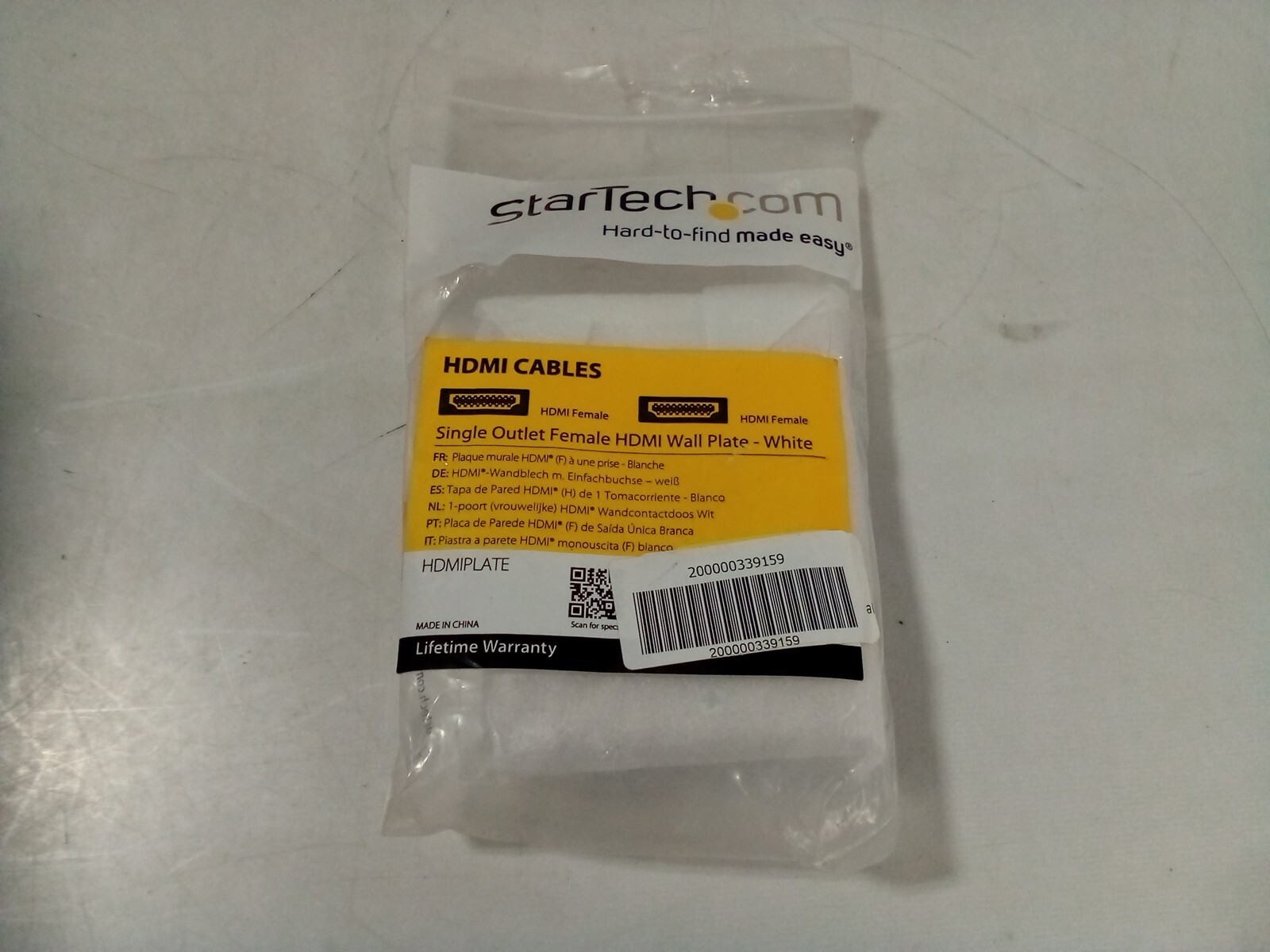 StarTech Single Outlet Female HDMI Wall Plate, White