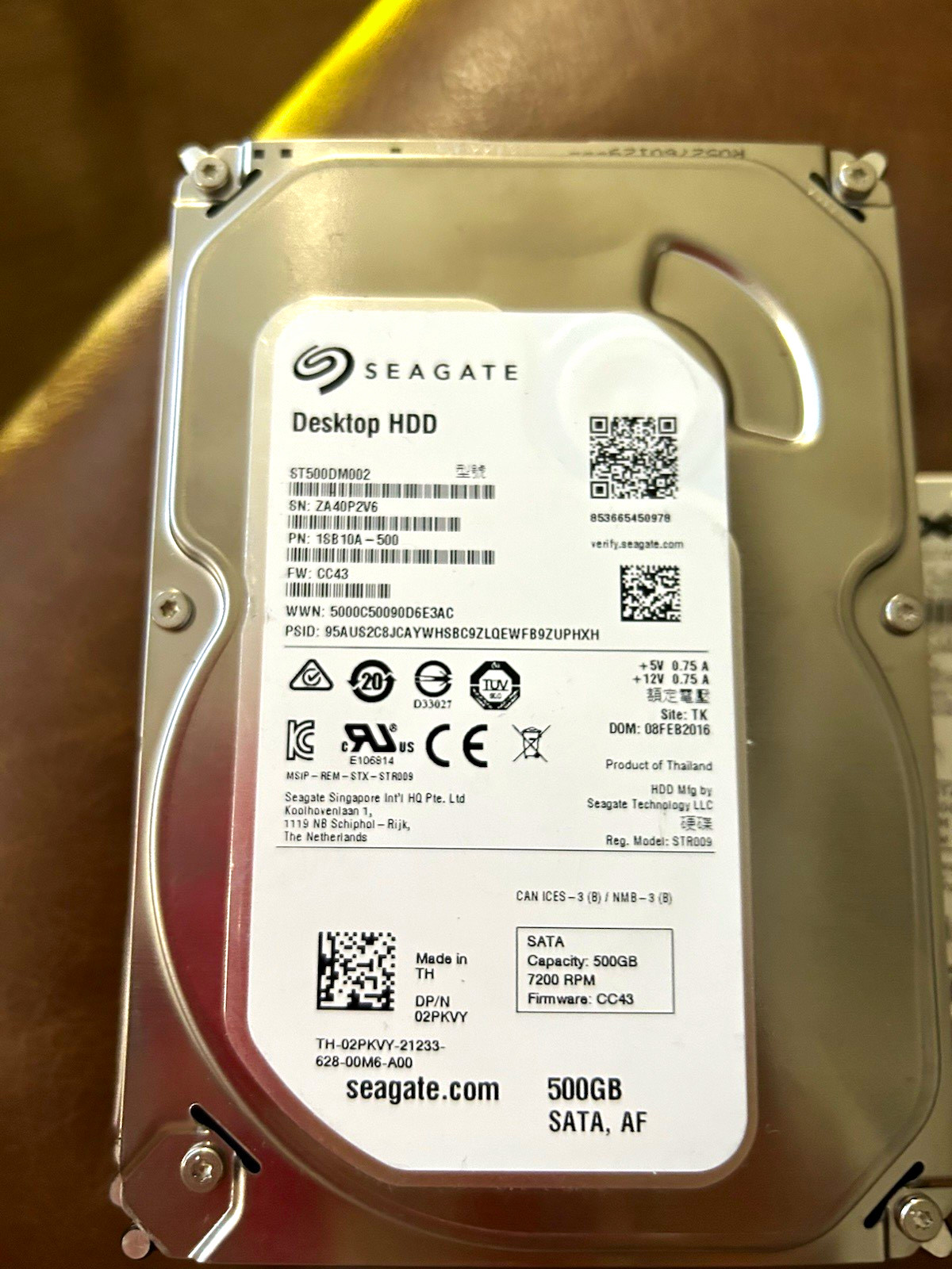 Seagate Barracuda ST500DM002 500GB 3.5in SATA 7200RPM HDD 16MB Cache