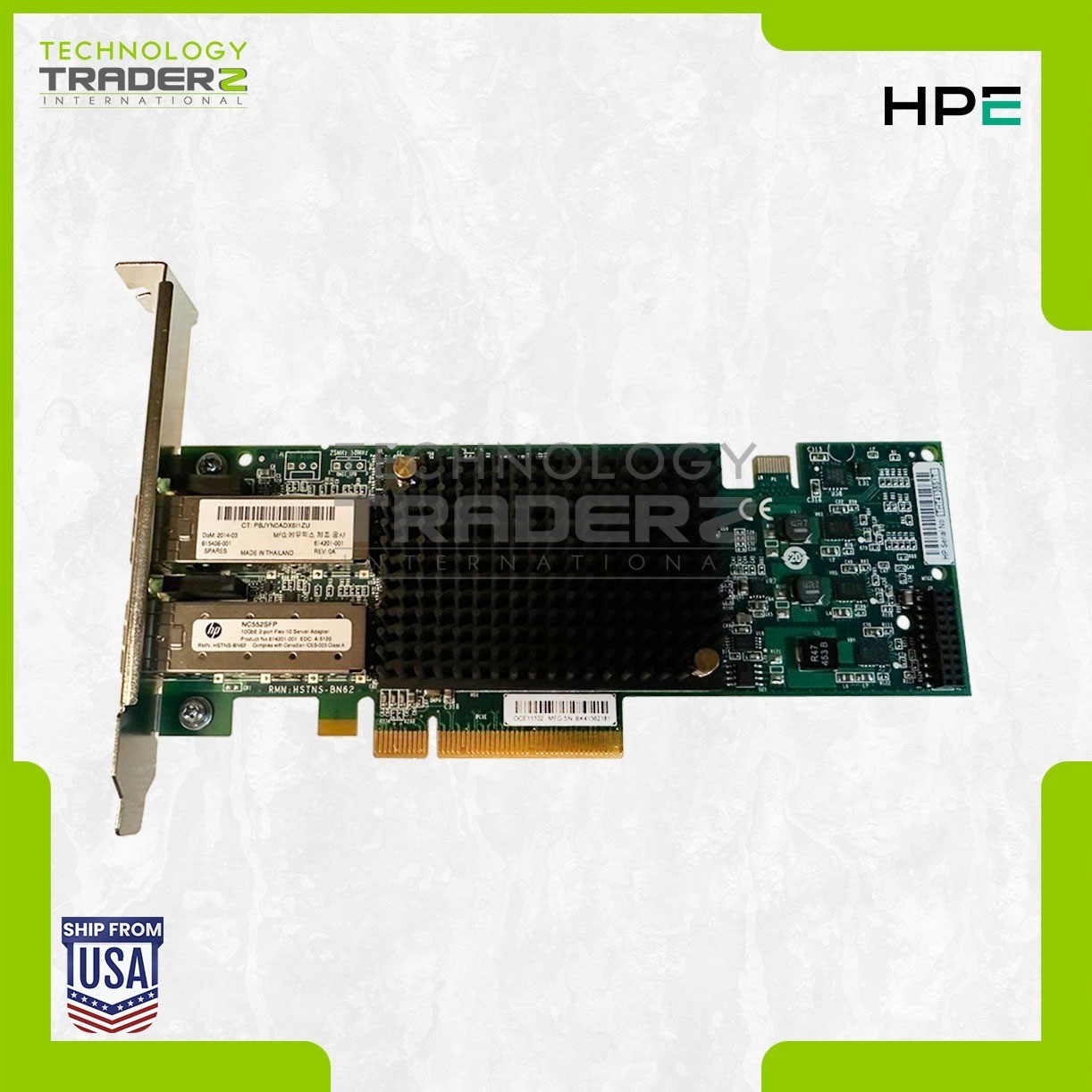 LOT OF 2 614203-B21 HP NC552SFP 10G 2 Port SFP+ Network Adapter 615406-001