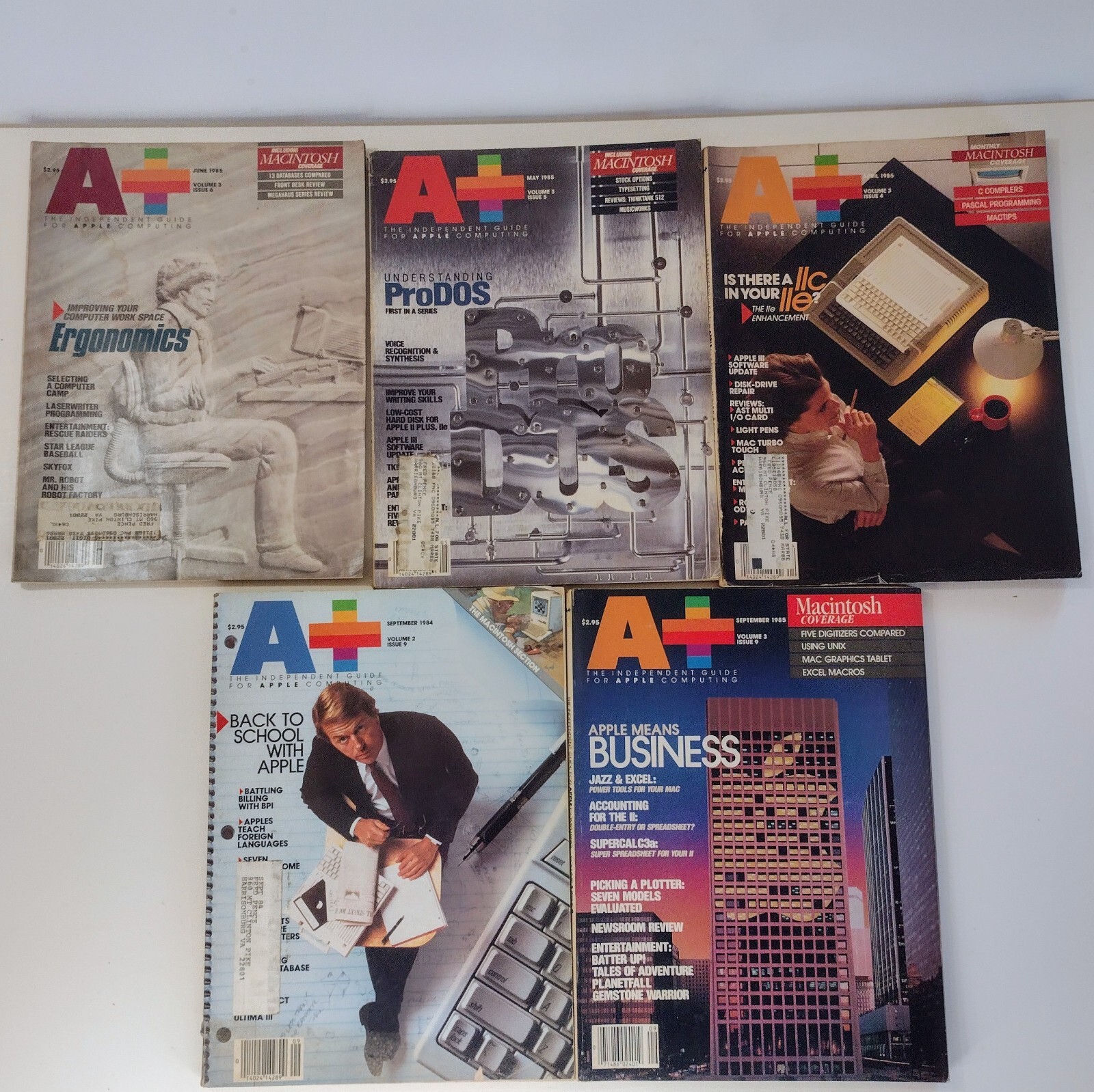 Lot Of 5 1984-1985 InCider A+ Magazines Apple II Macintosh Vtg Technology 