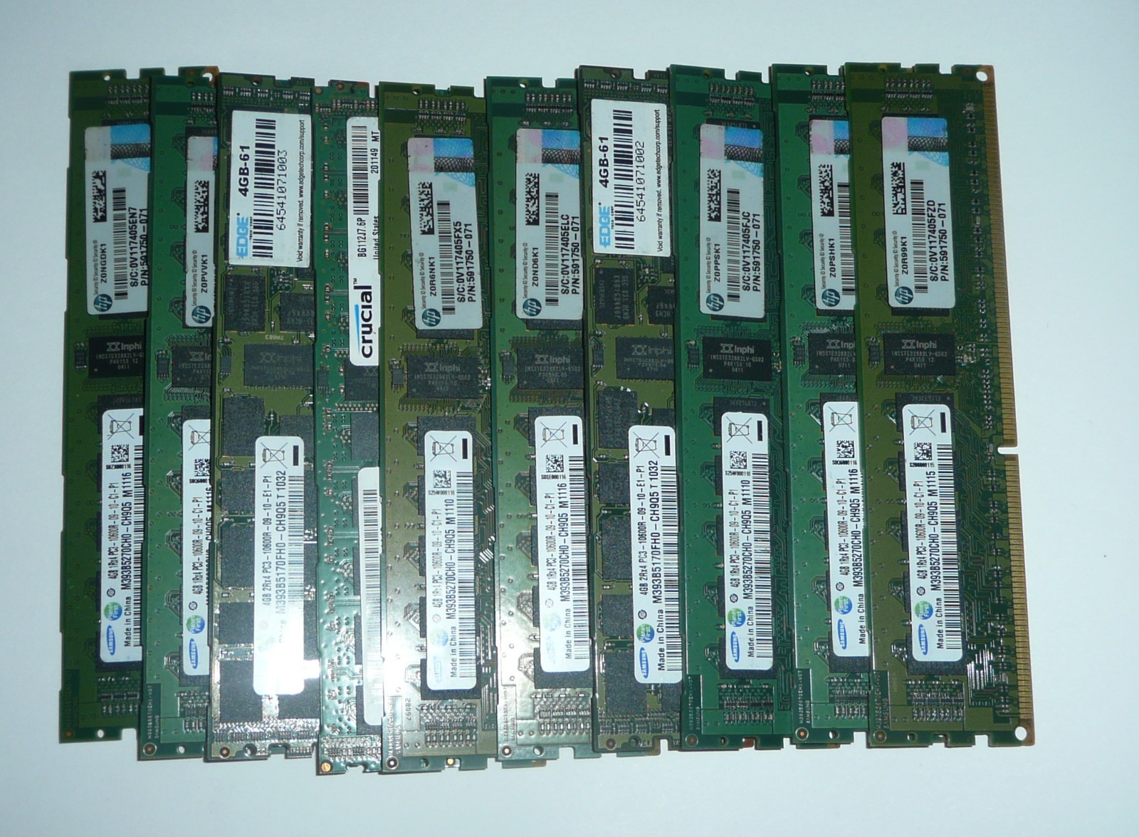Lot of 10 4GB DDR3 PC3-10600R Server Memory - Samsung