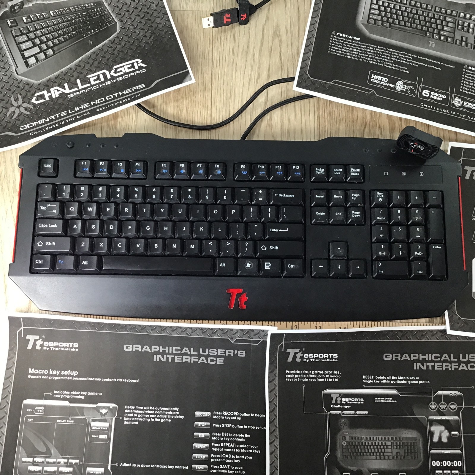 Tt Esports Challenger Thermaltake Gaming Keyboard KB-CHL002 6 Macros HANDcoolFAN