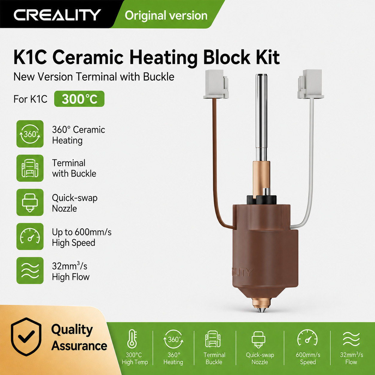 Creality Original K1C Ceramic Heating Block Kit New Version Terminal with Buckle