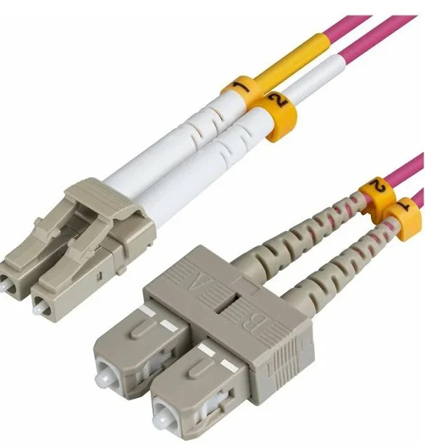 [2pcs] SC to LC OM4 Duplex Fiber Optic Patch Cable, LSZH 2.0mm Cord