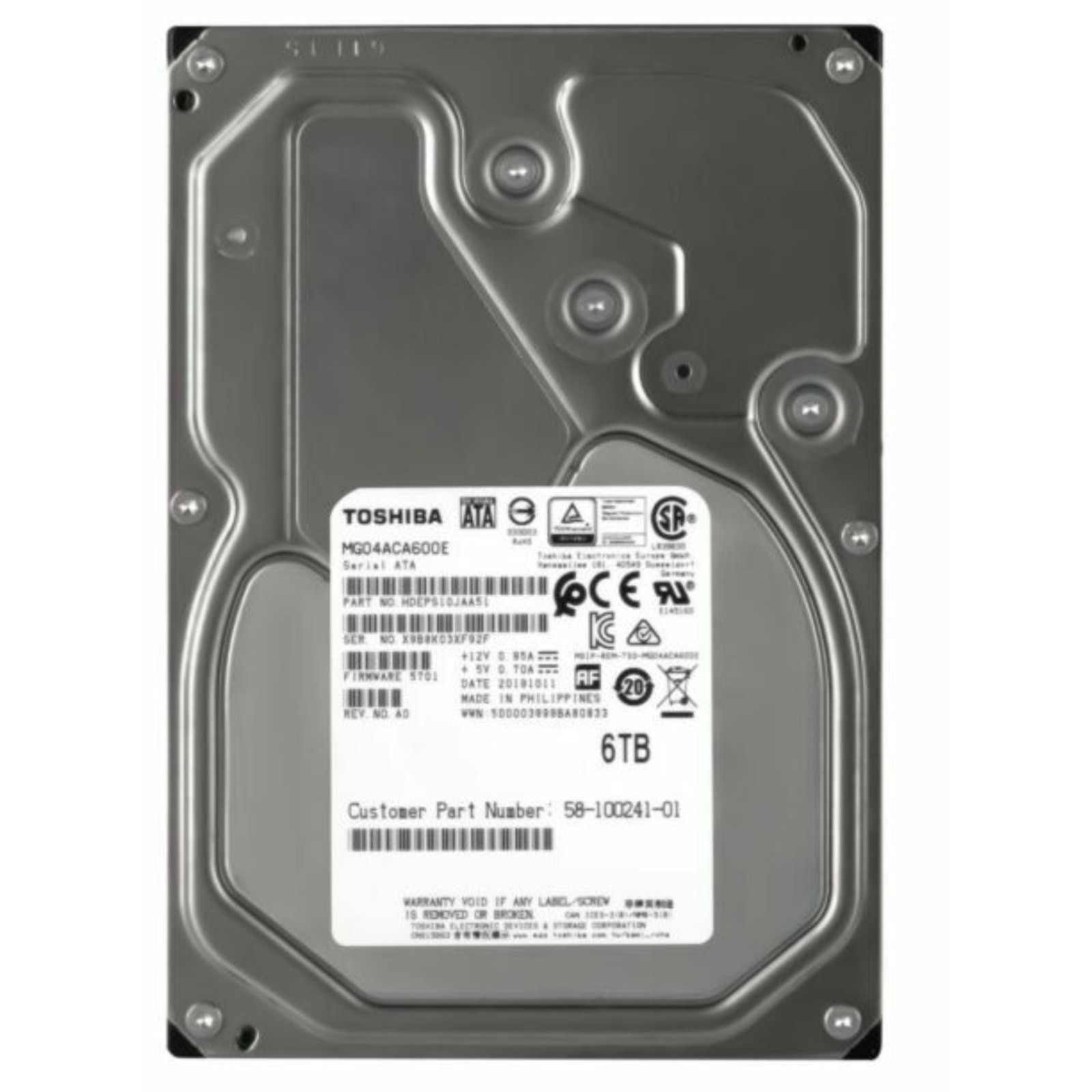 Toshiba MG04 Enterprise Capacity MG04ACA600E 6TB 7200 RPM 128MB Cache SATA 6.0Gb