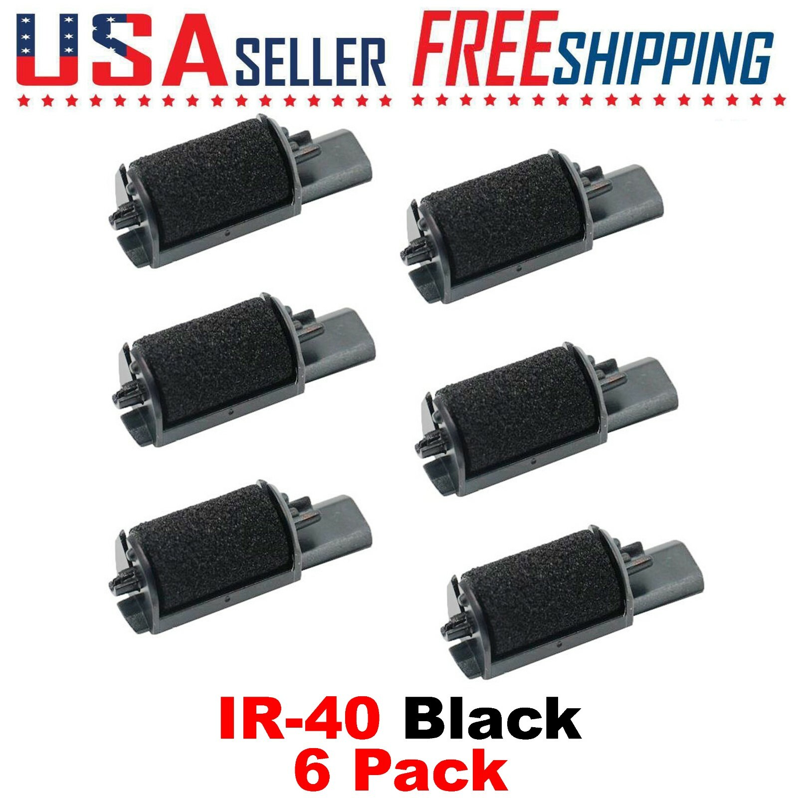 IR-40 Black x 6 Pack Ink Rollers Calculator Canon CP-16 CP16 Sharp XE-A101, A102