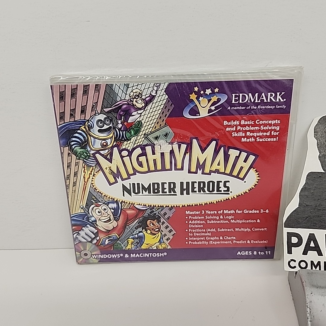 Mighty Math Number Heroes CD-ROM Edmark Win Mac Sealed Grades 3-6
