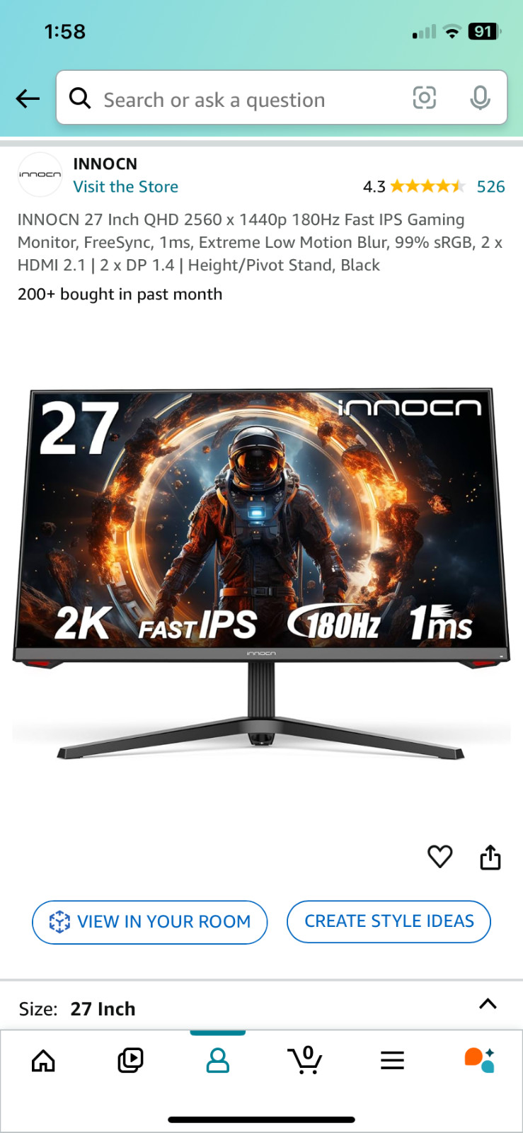 Innocn 27” 2560x1440p 180hz