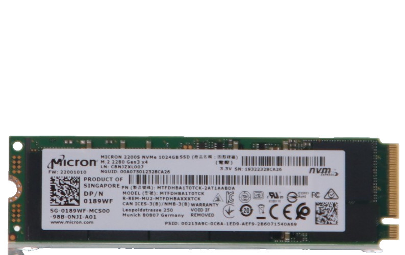 Micron MTFDHBA1T0TCK 1024GB PCIe Gen3 80mm Solid State Drive