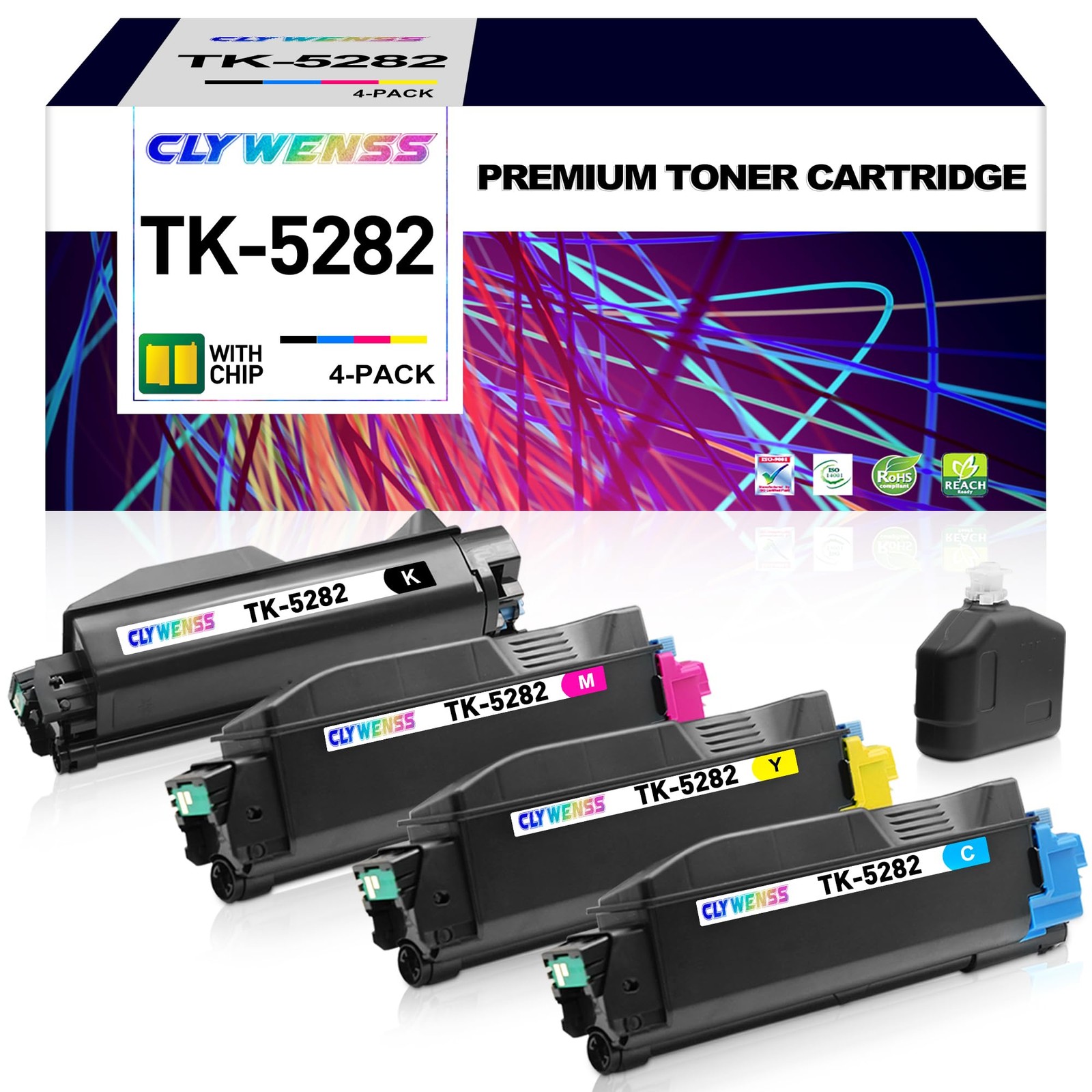 TK5282 Toner Cartridge Set Replacement for Kyocera TK-5282 TK-5282K TK-5282C