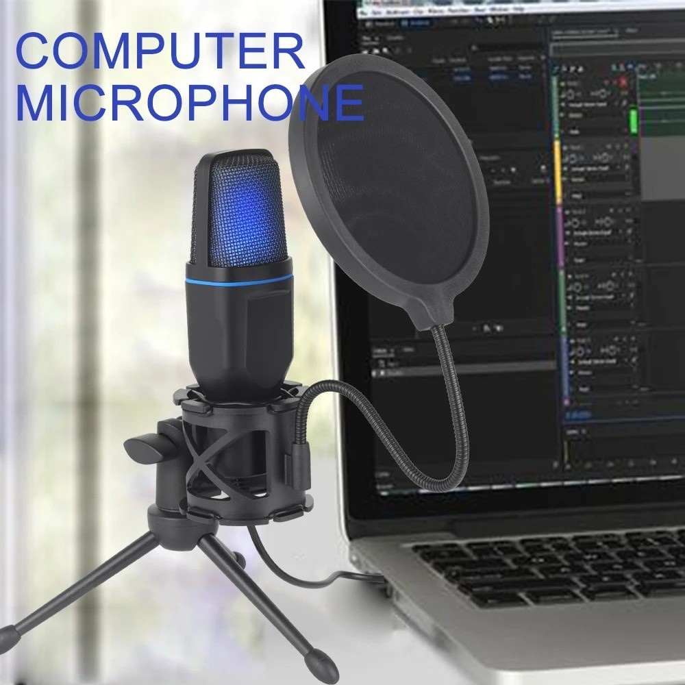 USB Microphone RGB Microfone Condensador Wire Gaming Mic for Podcast Recording S