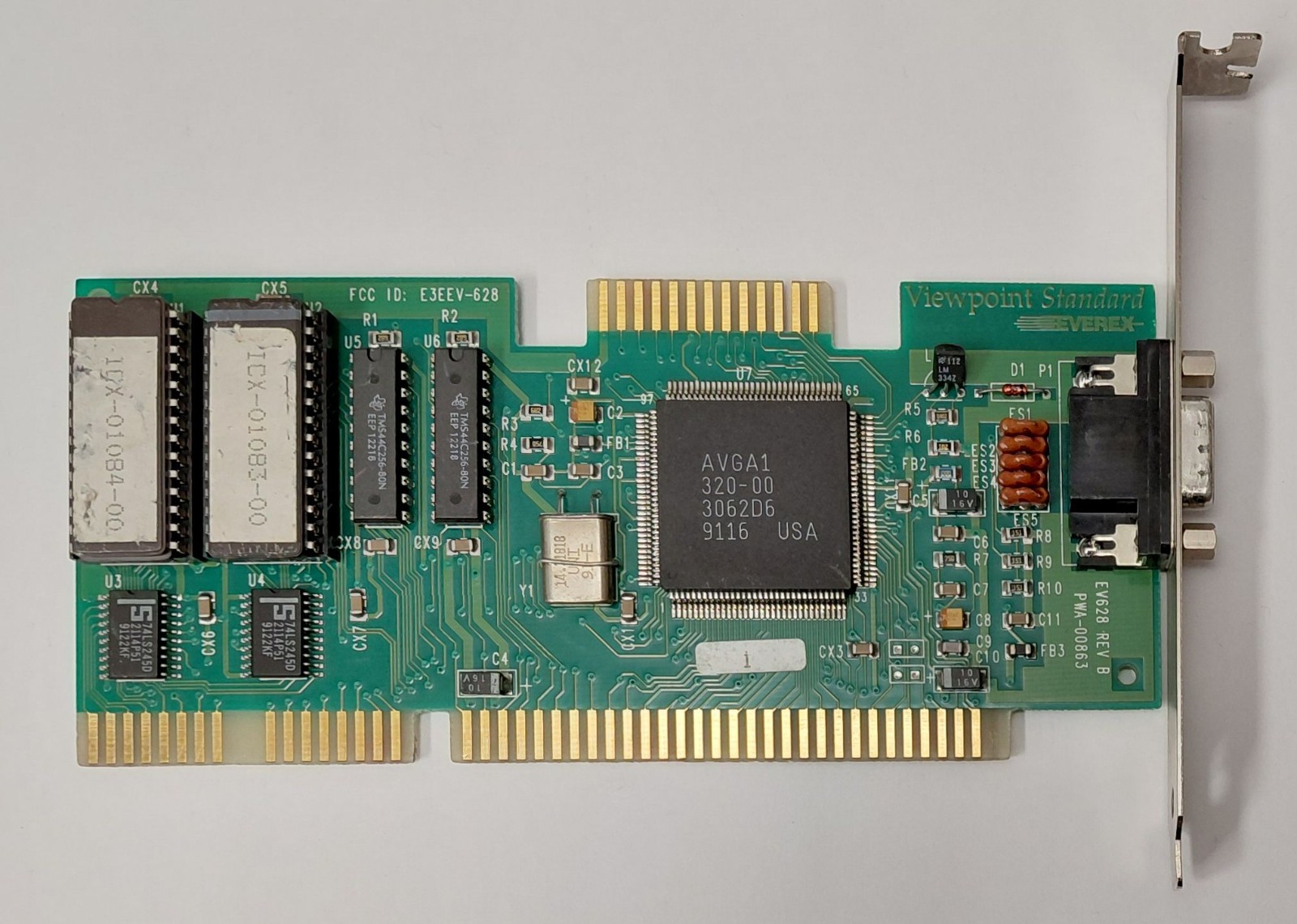 Everex EV628 Viewpoint Standard ISA Graphics Card (AVGA1, 256KB, Retro, 1991)