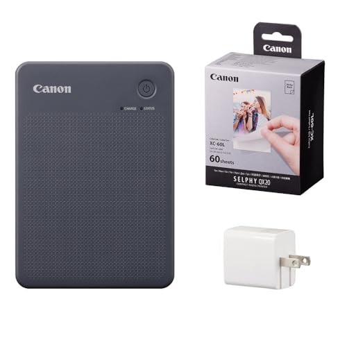 Canon Selfie QX20 Smartphone Printer Gray (GY 6752C001) Genuine XC-60L Ink Set