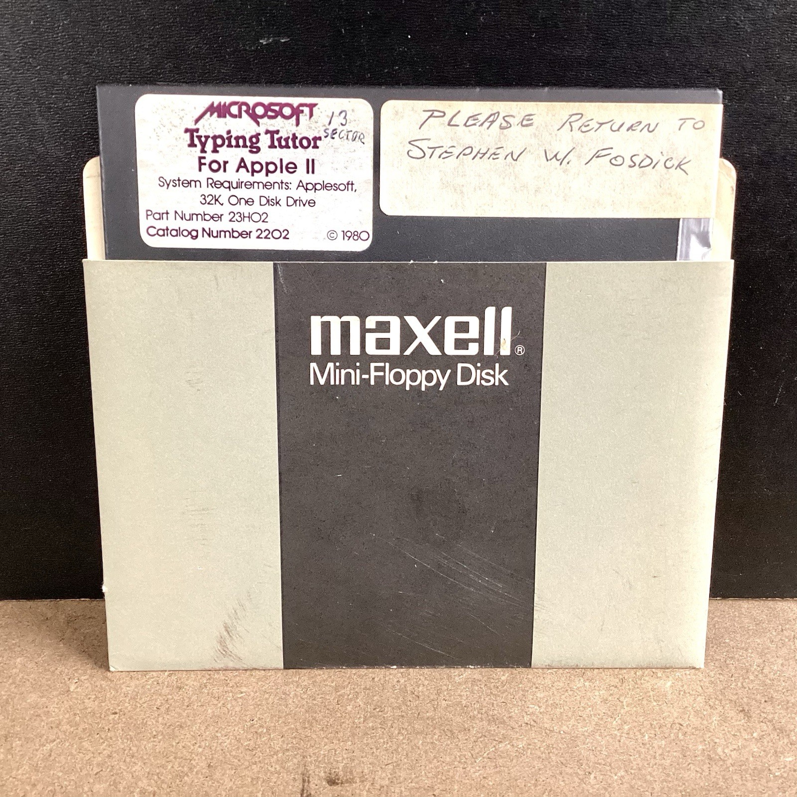 Microsoft Typing Tutor II Apple II 5.25" Floppy Disk Vintage 80s Computer
