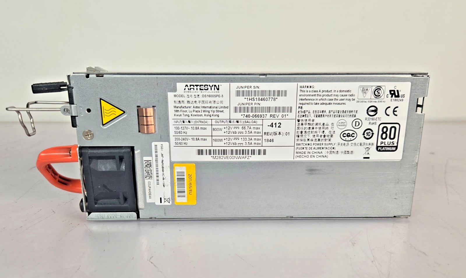 Juniper JNP-PWR1600-AC-A JNP-PWR1600-AC 740-066937 1600W AC Power MX10003