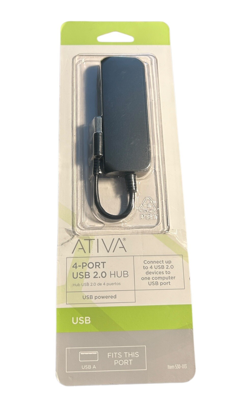 ATIVA 4-Port USB 2.0 HUB Fits Port USB A 530-013 New