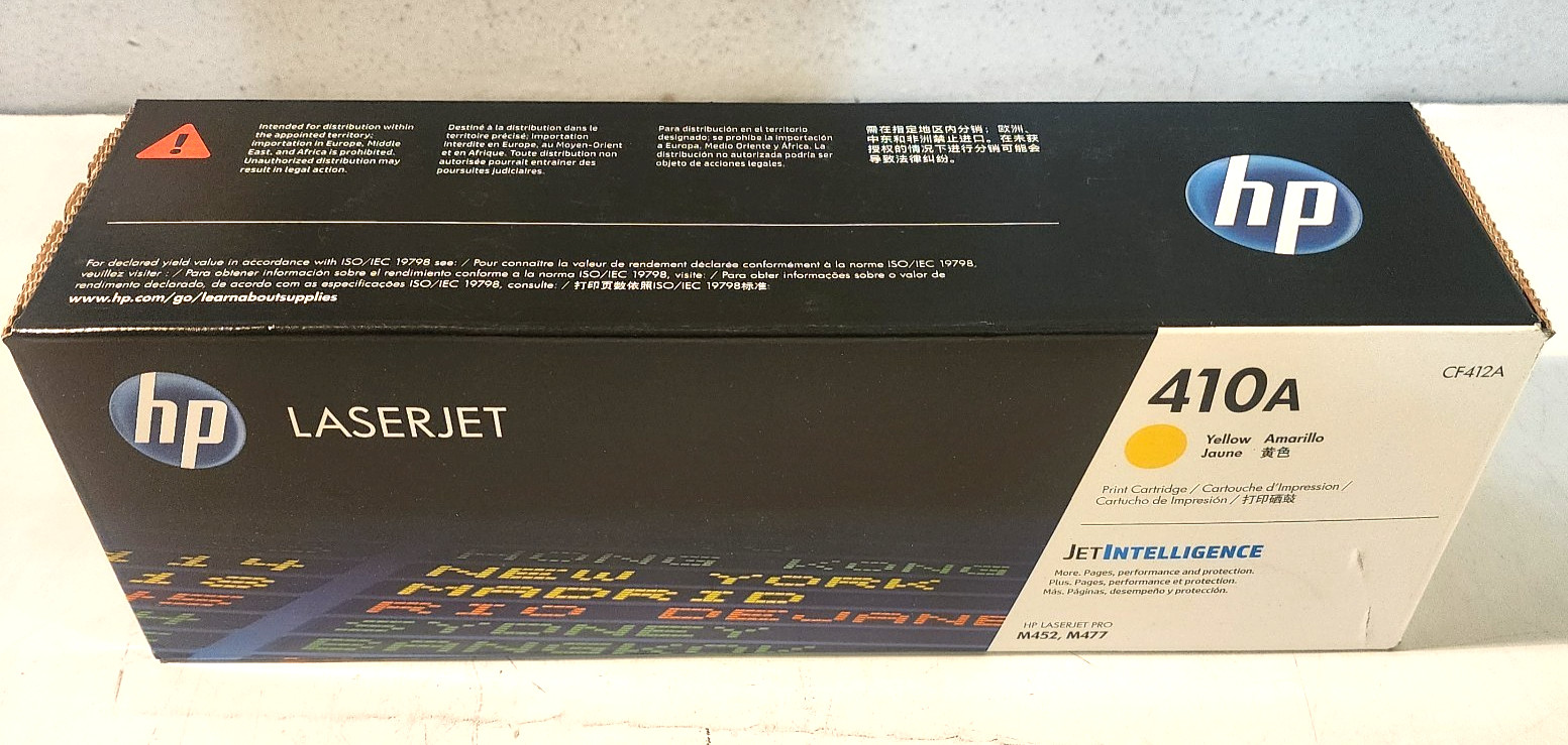 HP 410A CF412A Yellow Toner Cartridge LaserJet Pro M477 Genuine New Open Box