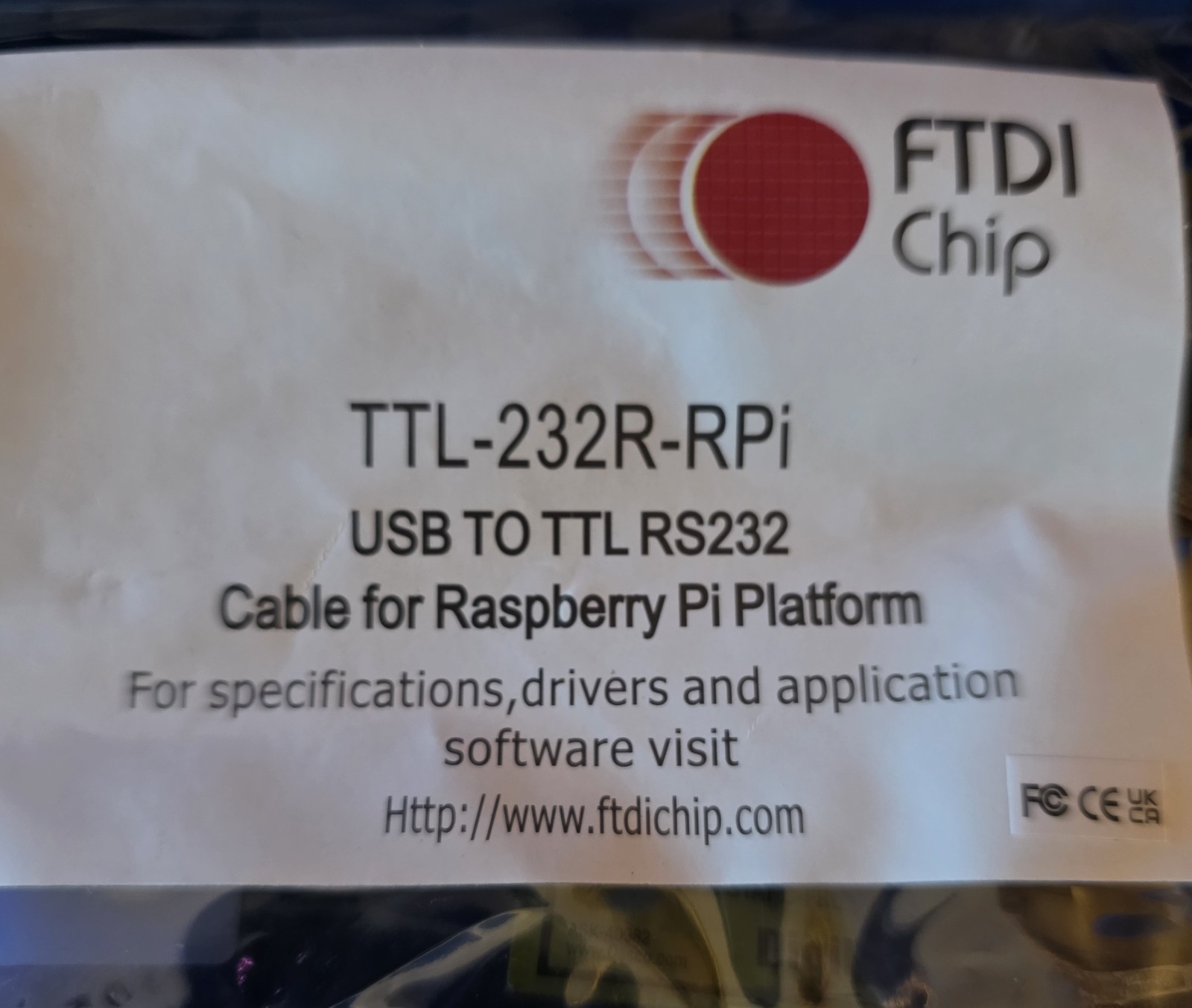 USB - TTL-232R-RPi  USB to TTL RS232 Serial Converter Cable FTDI Chipset New
