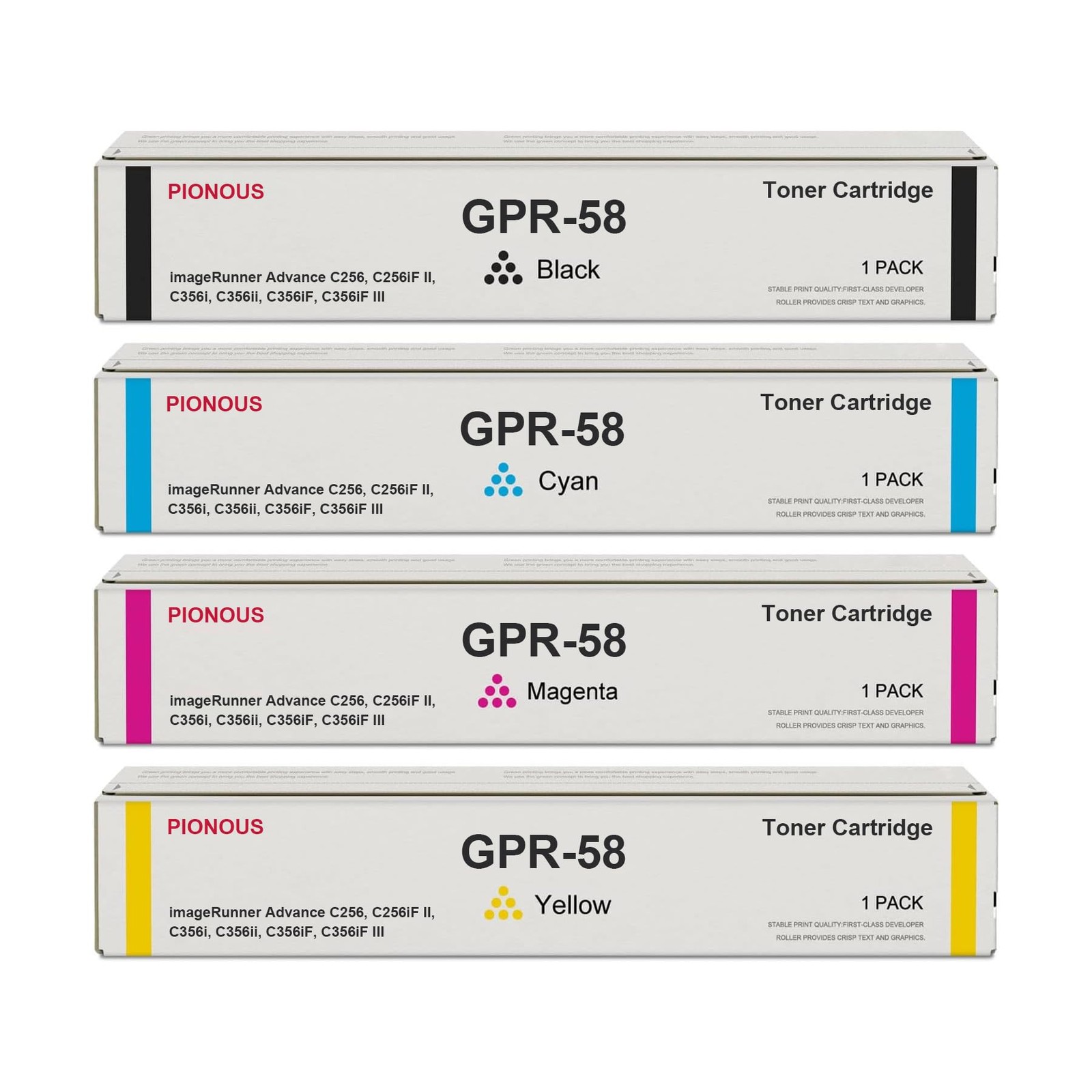 ** NEW Canon Toner | GPR-58 / GPR58 | Black/Color | w/Chips | Compatible | 4-Pak