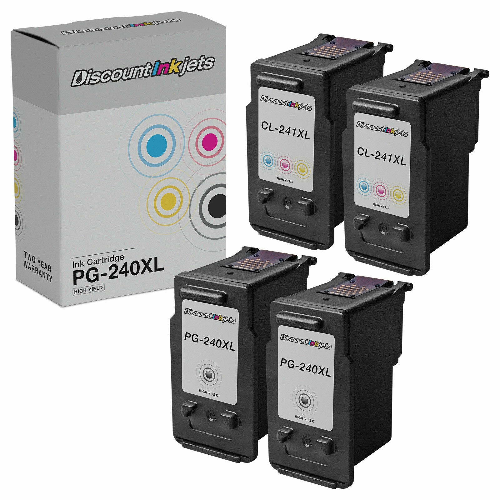 4PK BLACK COLOR for Canon PG-240XL CL-241XL Inkjet Cartridge PIXMA MG3120 MG4220
