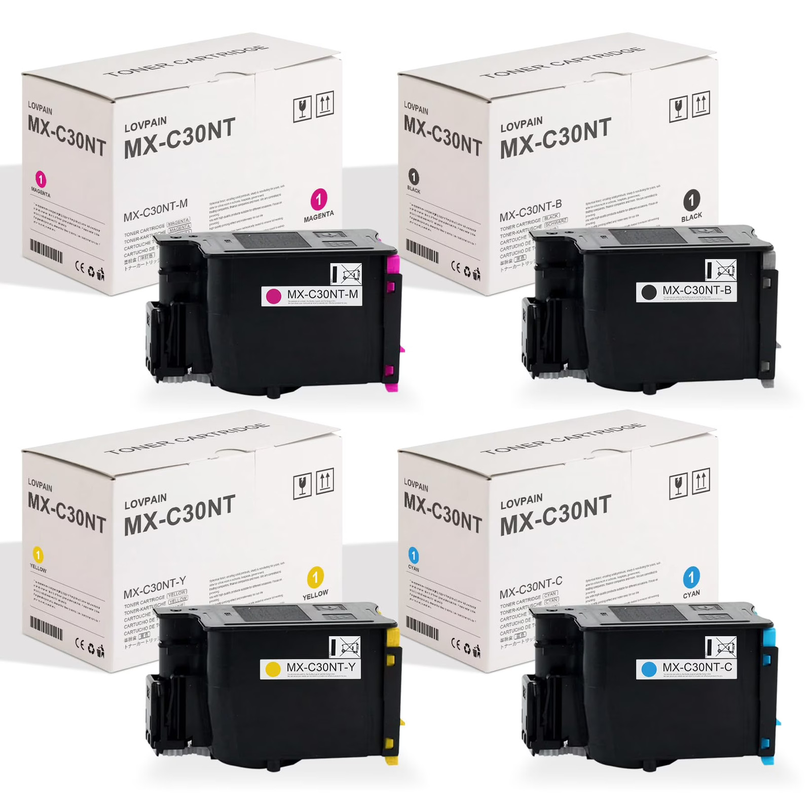 MX-C30NT Toner Cartridges 4-Pack for Sharp MX-C250F MX-C300W MX-C300P MX-C301W