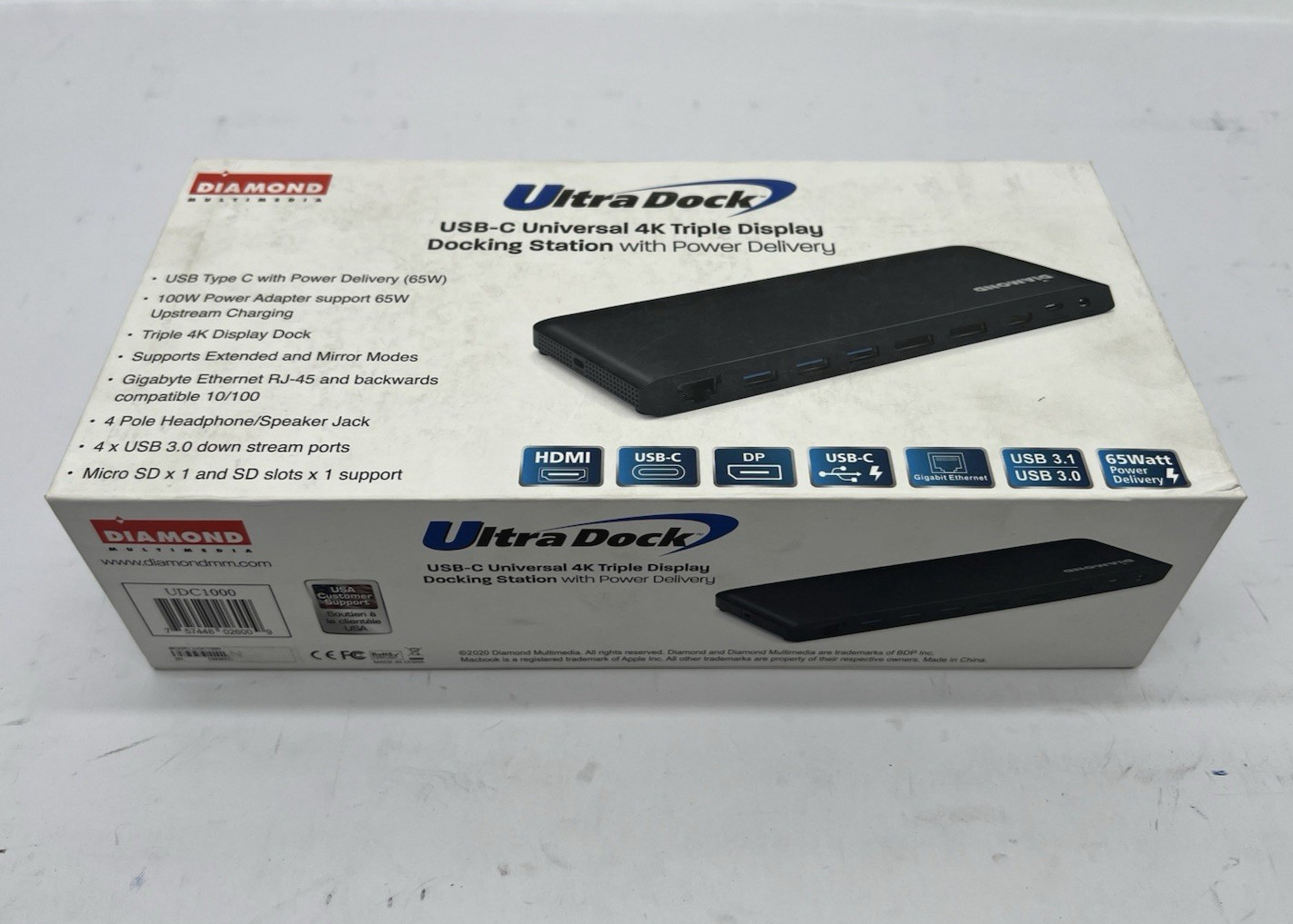 DIAMOND UDC1000 USB-C Triple 4K Display Docking Station-New