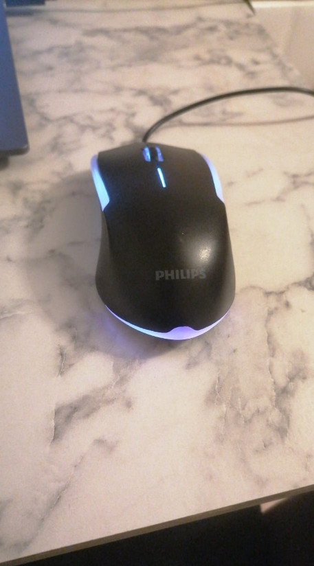Philips SPK7234 USB Wired Computer Mouse - Black and light