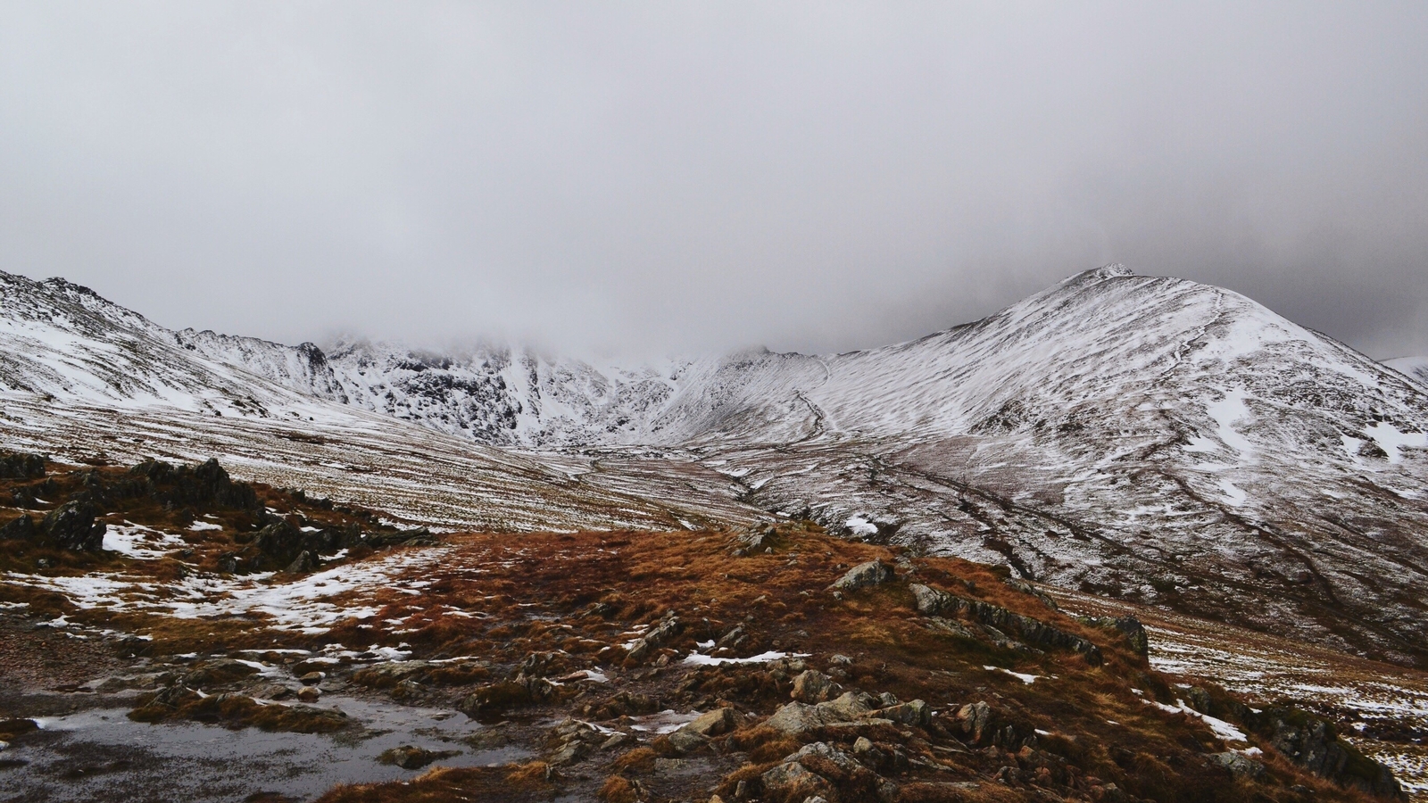 Landscape mountains winter snowy mountain overcast snow Custom Gaming Mat Desk