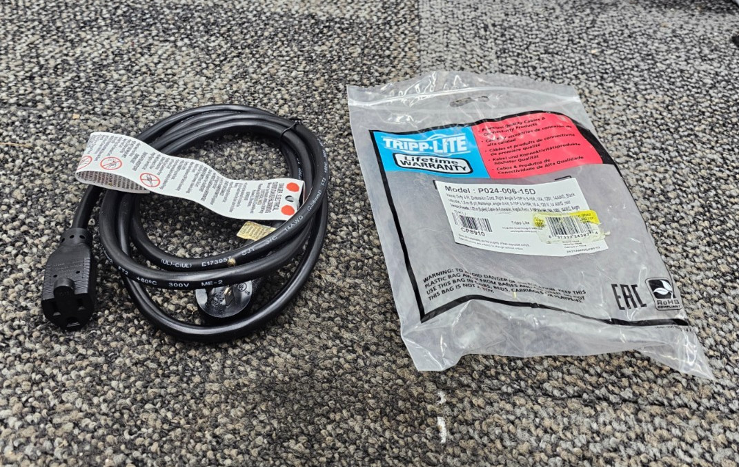 (QTY 3) EATON P024-006-15D Tripp-Lite 6ft. Power Extension Cord 15A 120V 14AWG