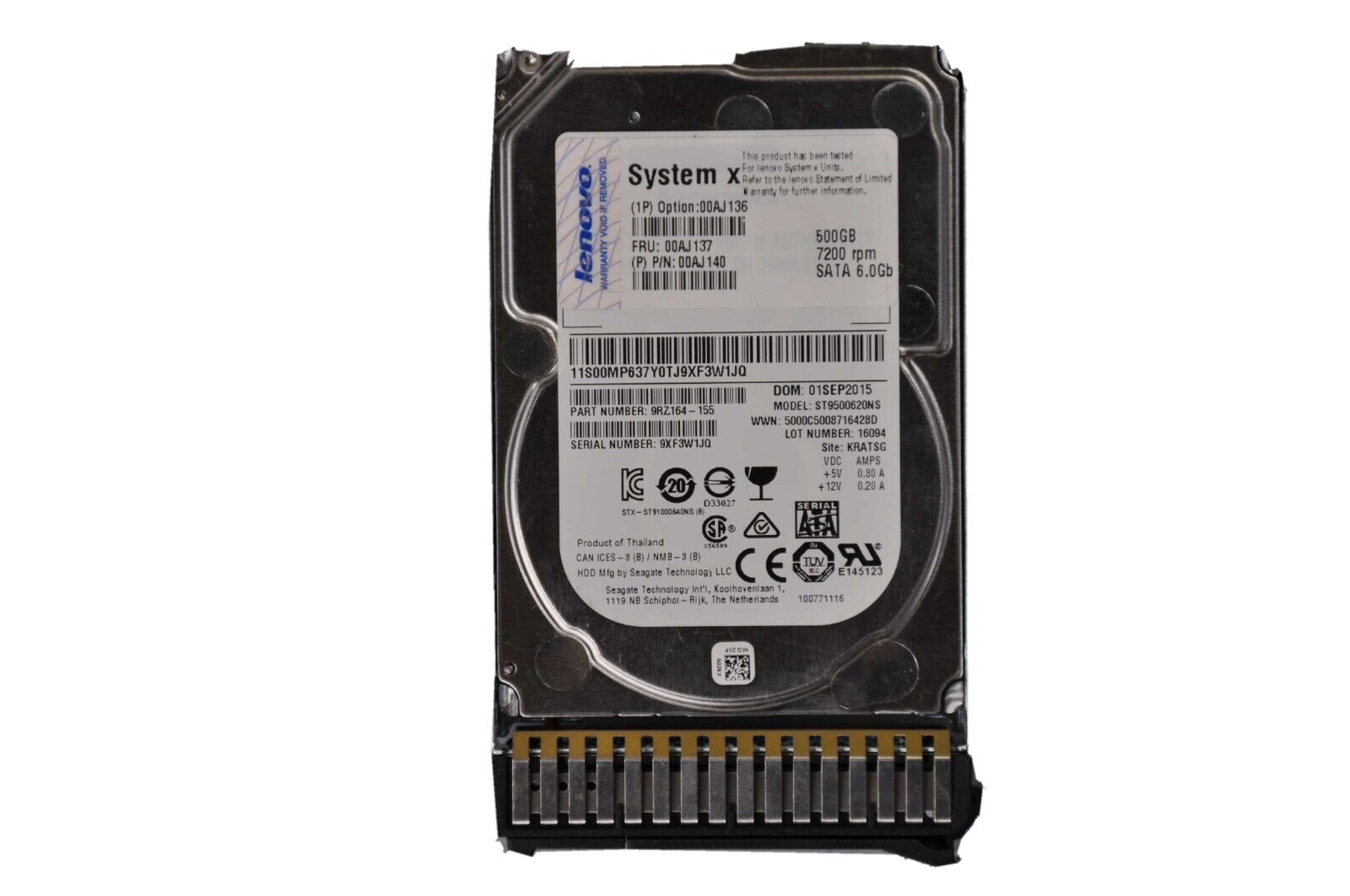LENOVO 500GB 7.2K 6G NL 2.5" G3HS SFF SATA Hard Drive Grade A 00AJ137