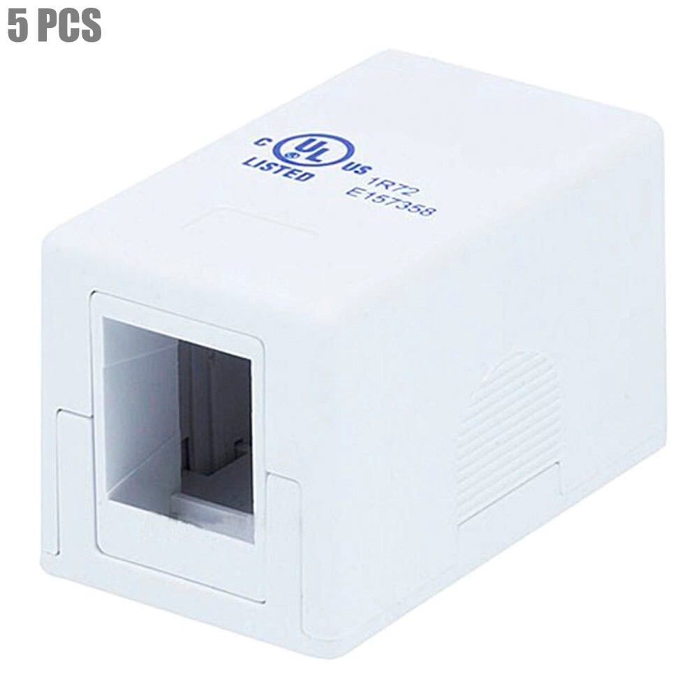 5 Pcs 1 Port Hole Blank Modular Snap-in Keystone Wall Surface Mount Compact Box